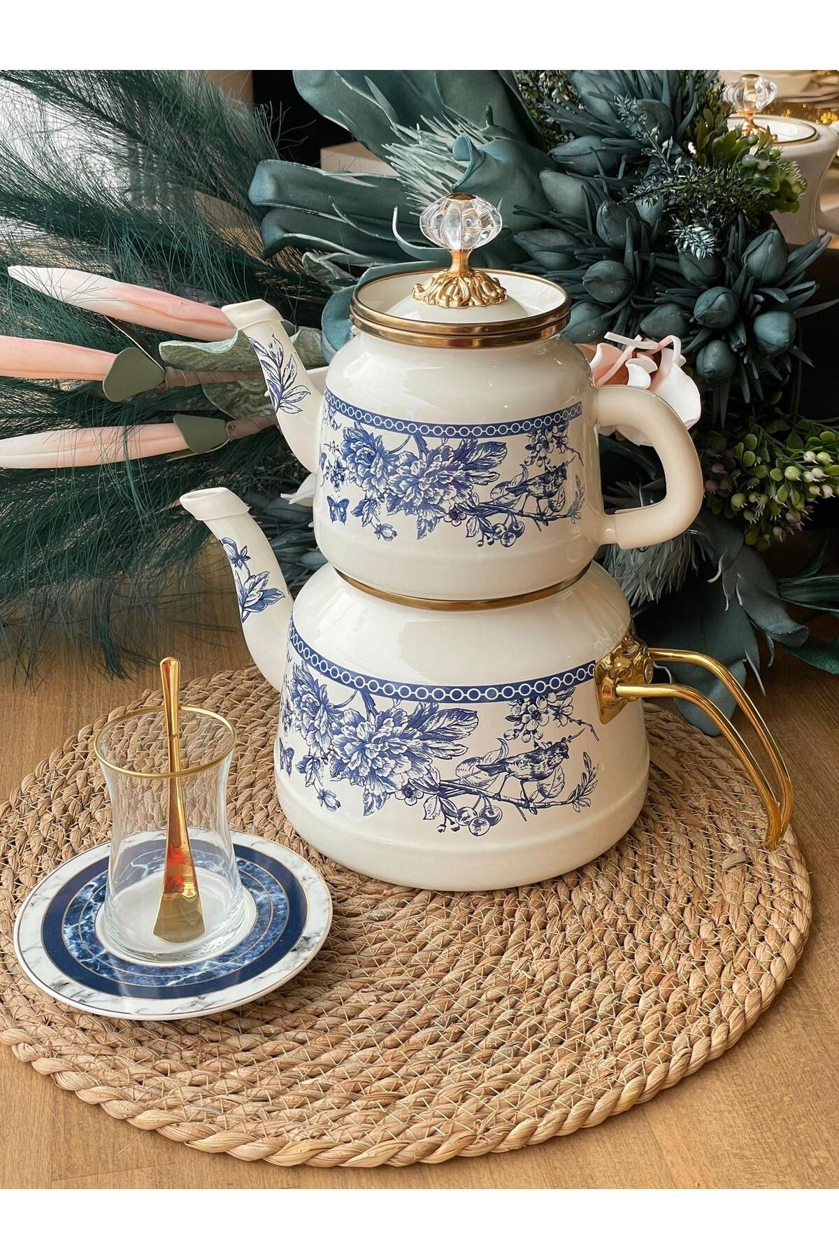 ROSSEV Blue Emaye Çaydanlık