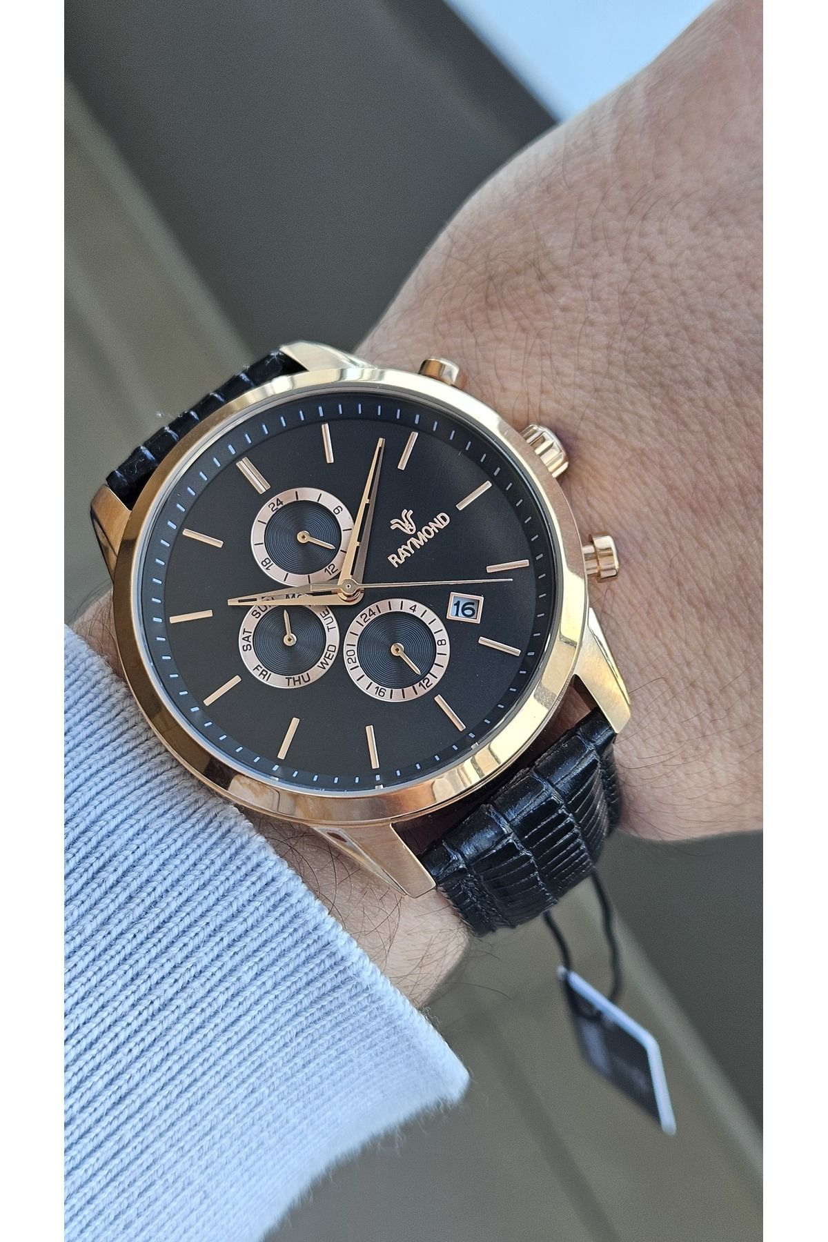 Raymond RYM-1146 QUARTZ ERKEK KOL SAATİ - ÇELİK KASA VE DERİ KORDON - 2 YIL GARANTİ