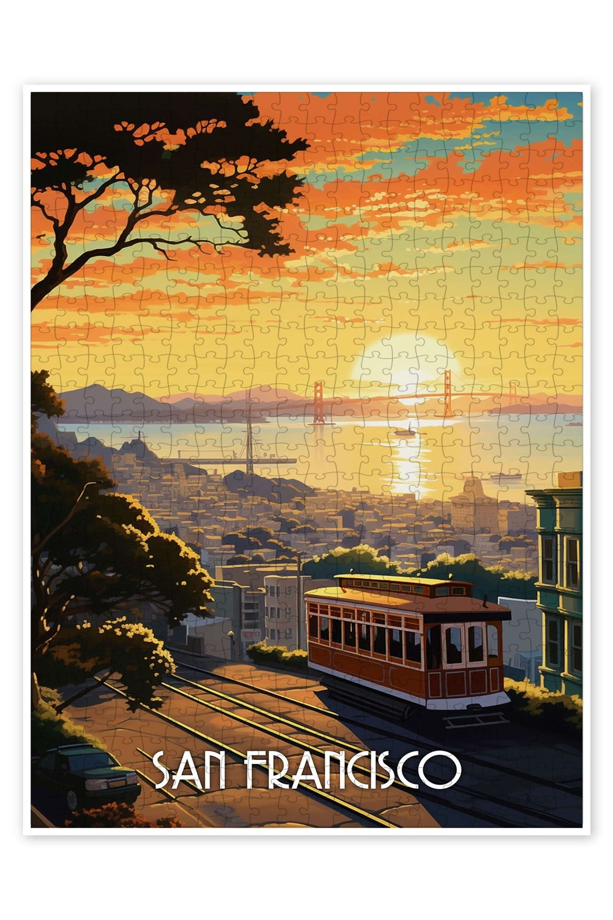Jeronkarji San Francisco Seyahat Poster 500 Parça Puzzle Yapboz Şehir Manzara Temalı Hobilik