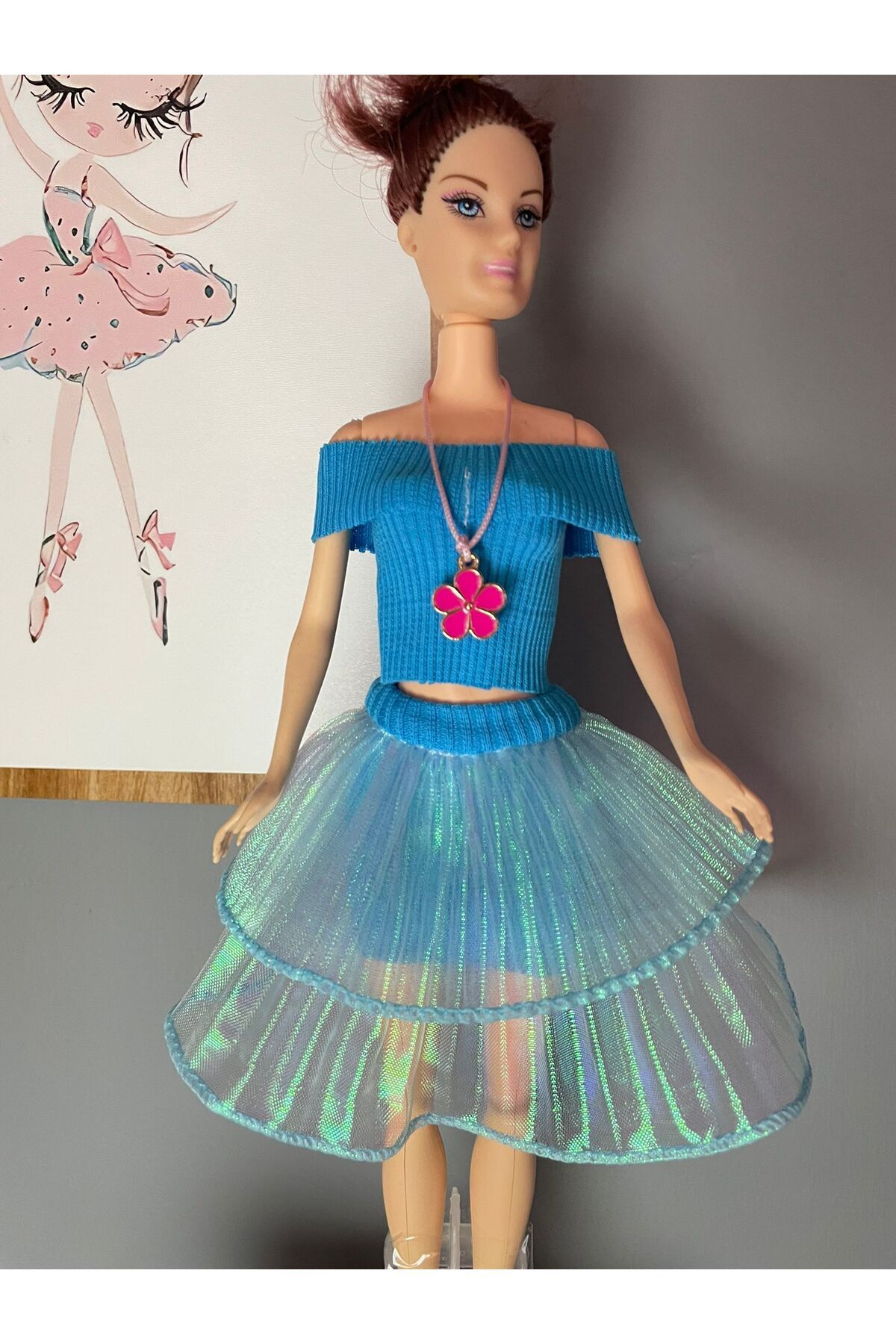 MIA WARDROBE TÜL ETEK DETAYLI STRAPLEZ BLUZLU OYUNCAK BEBEK TAKIMI