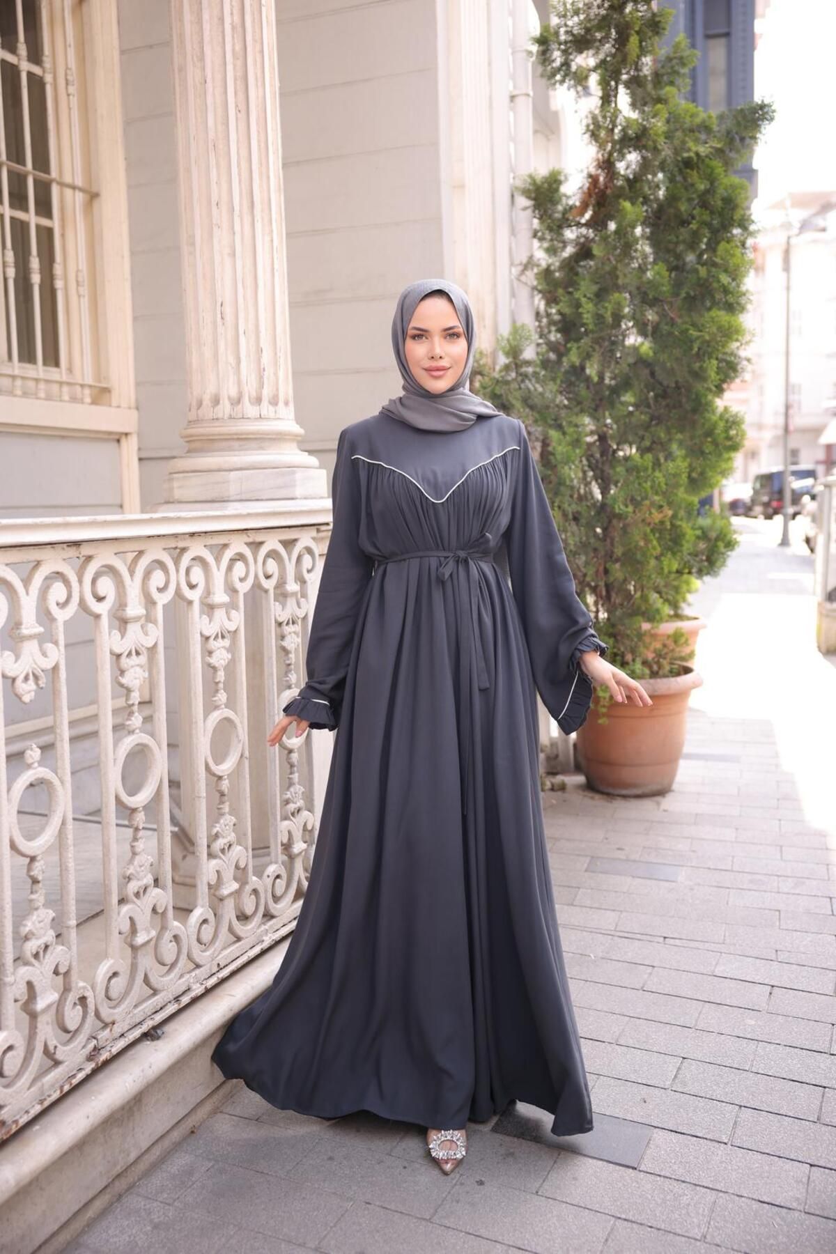 Nissra Ankanoor V Robalı Biyeli Belmando Elbise Anka255097