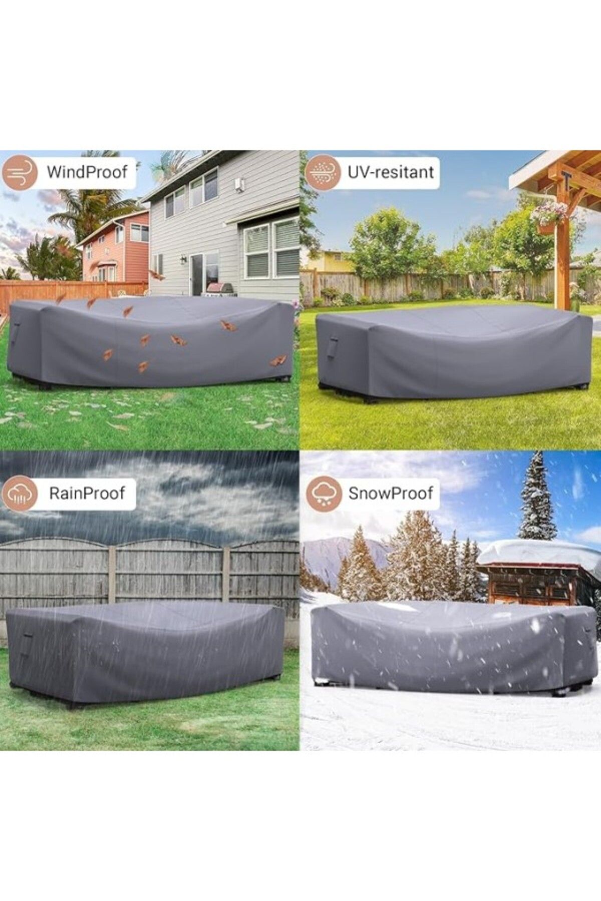 ShopZum Bahçe Mobilyası Örtüsü, Bahçe Mobilyası Brandası, Su Geçirmez, Rüzgar Geçirmez, Uv Dayanıklı, Bahçe