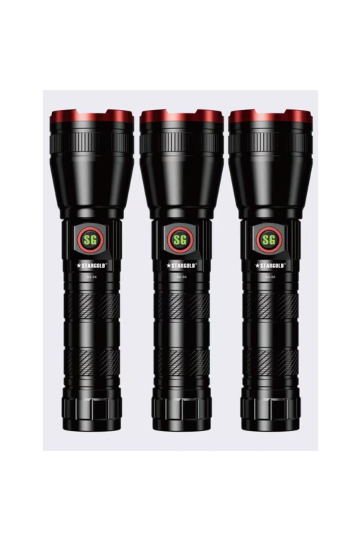Generic-STARGOLD 3-in-1 Rechargeable Flashlight Set, Laser Beam, 400m Range, LED Torch 1