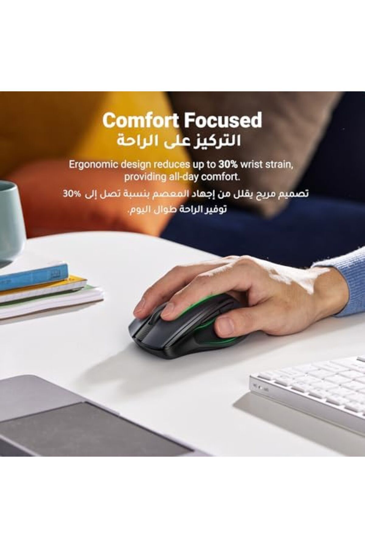Ugreen-Wireless Mouse, 2.4G Ergonomic Optical Mouse, 4000 DPI, 5 DPI Adjustable, 5 Buttons, Silent C 4
