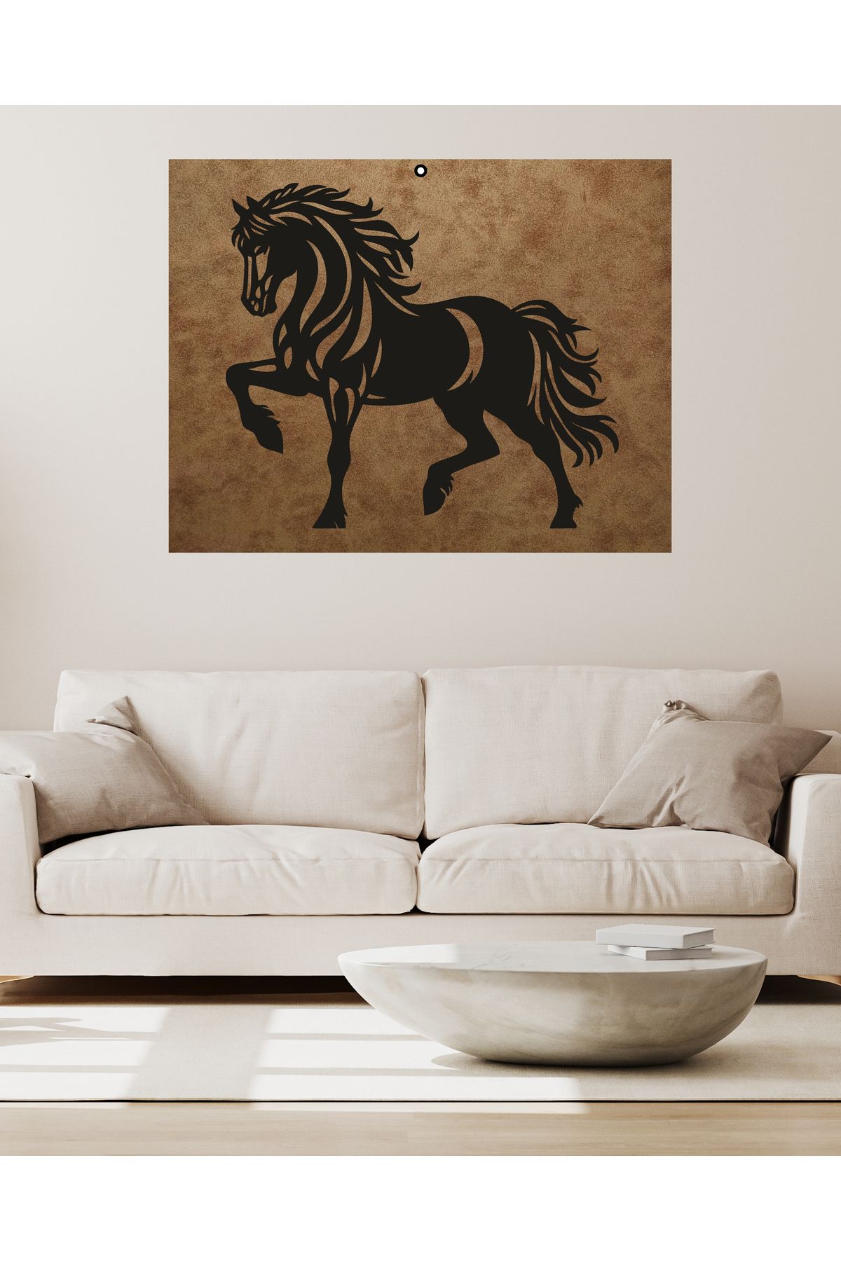 Grand Fine Art Çerçevesiz Süet Deri Üzerine Lazer Kesim Siyah Mdf Tablo At Şahlanış