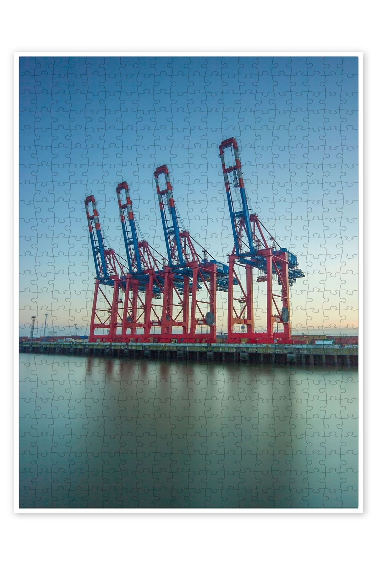 Jeronkarji 4 liman vinci Eurokai Hamburg 500 Parça Puzzle Yapboz Şehir Manzara Temalı Hobilik