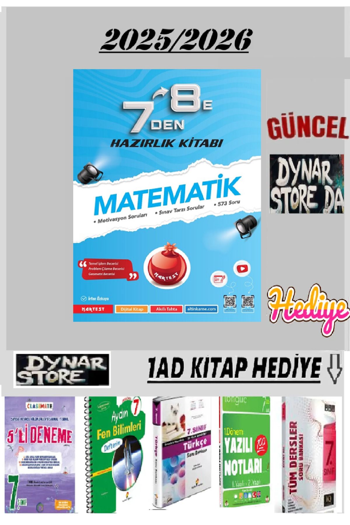 Nartest Yayınları Nartest 7 Den 8 E Matematik Hazırlık Kitabı hediyeli 2025/26