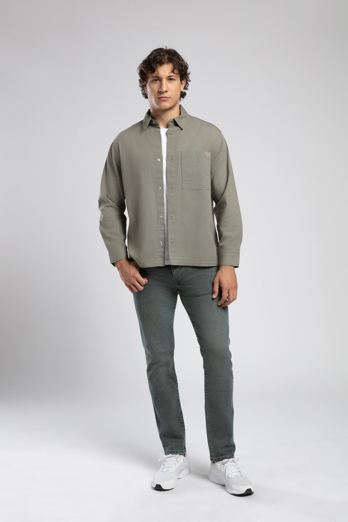Lee Cooper Henri Erkek %100 Pamuk Uzun Kol Dokuma Gömlek