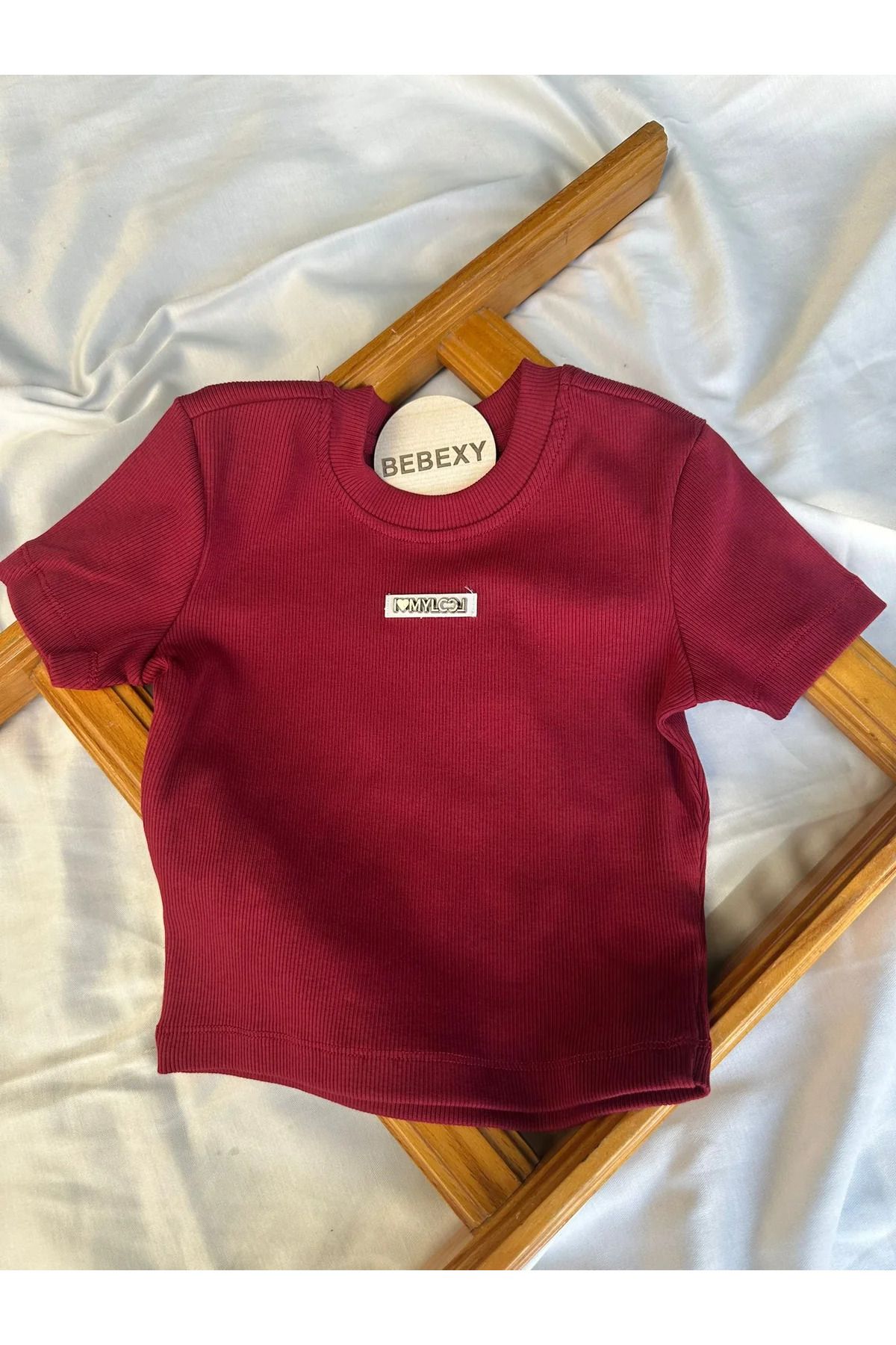 BEBEXY BUTİK I mylccl Baskılı Crop Bordo