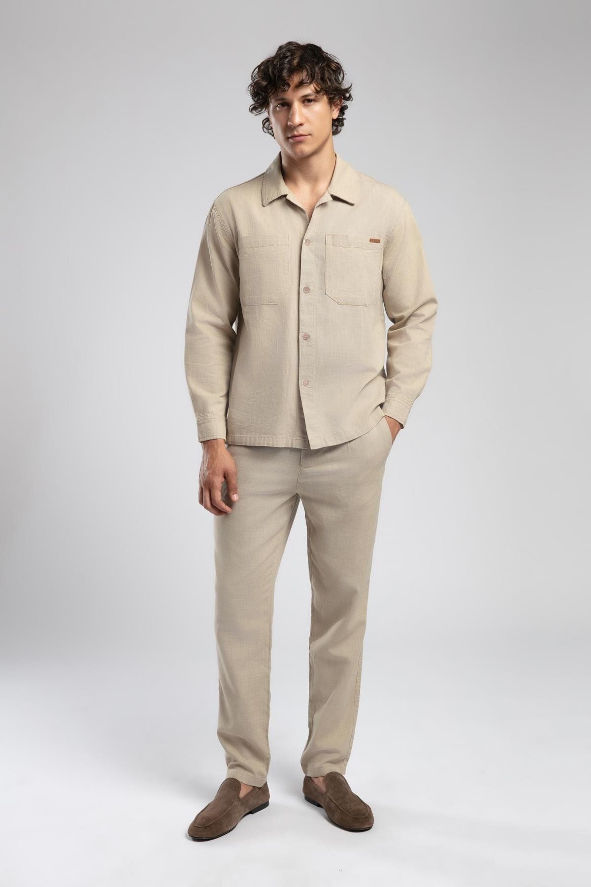 Lee Cooper Marsello Erkek U.Kol Dokuma Gömlek