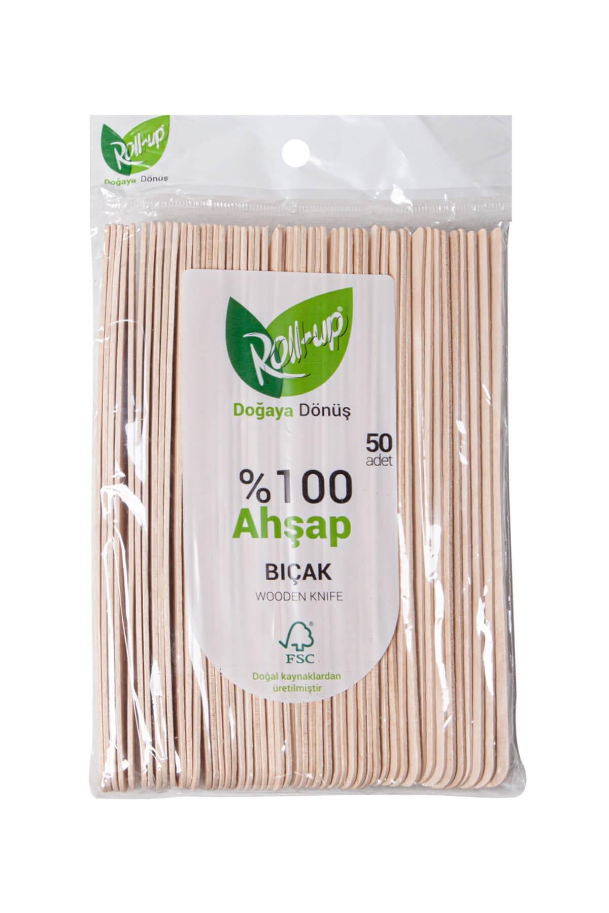 alsepeteavm Roll-up Doğa Dostu Ahşap Bıçak 50li