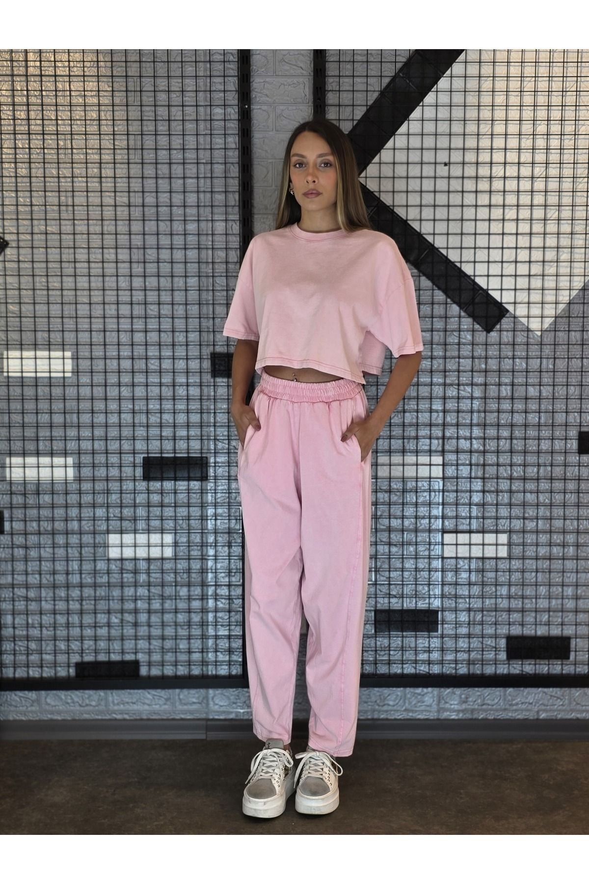Geco PEMBE ŞALVAR TİŞÖRT TAKIM