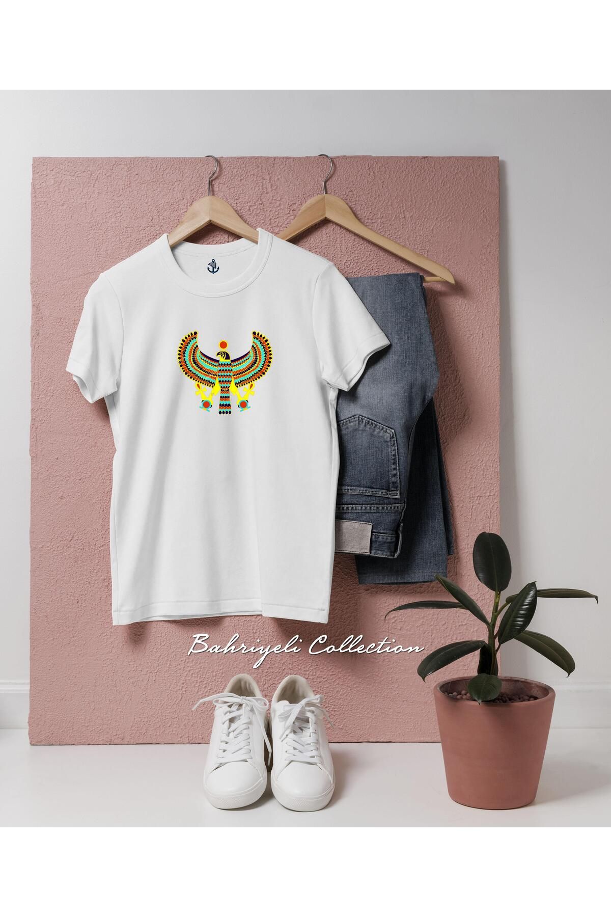 bahriyeli.jpeg Oversize Ancient Egypt Horus Symbol Egyptian symmetry Tasarımlı Unisex T-Shirt