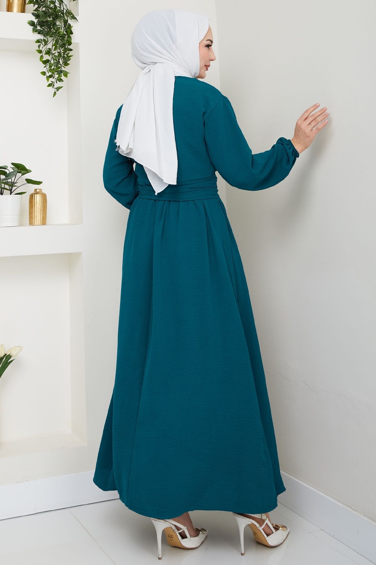 InStyle-Petrol Blue Suit with Belted Bolero and Skirt 4