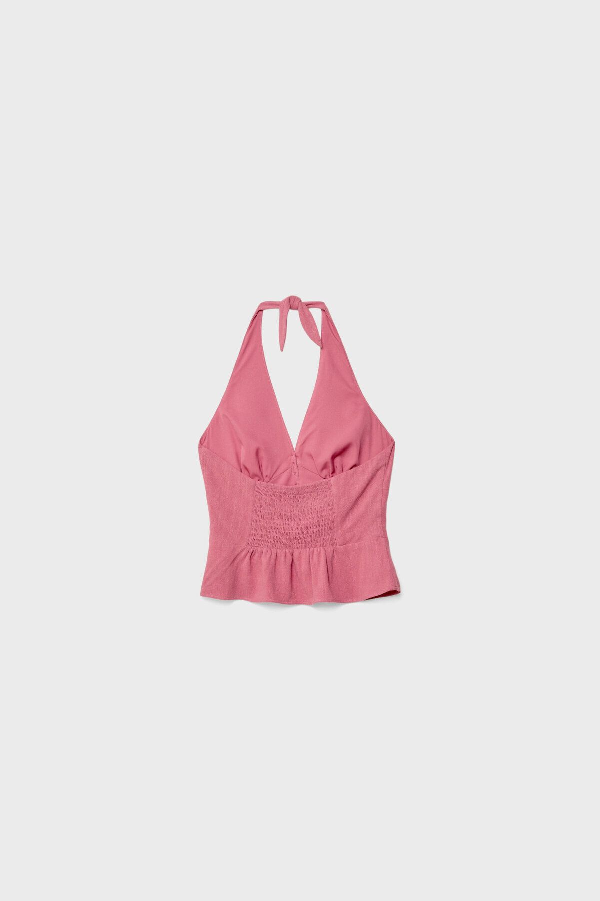 Stradivarius-Linen blend halter top with buttons 6