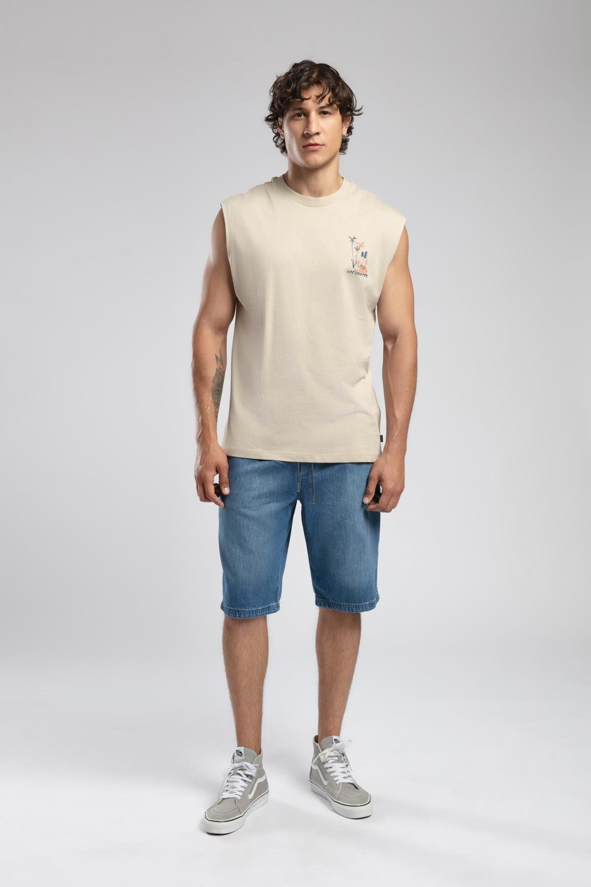 Lee Cooper Mark Erkek %100 Pamuk O Yaka Atlet Bej