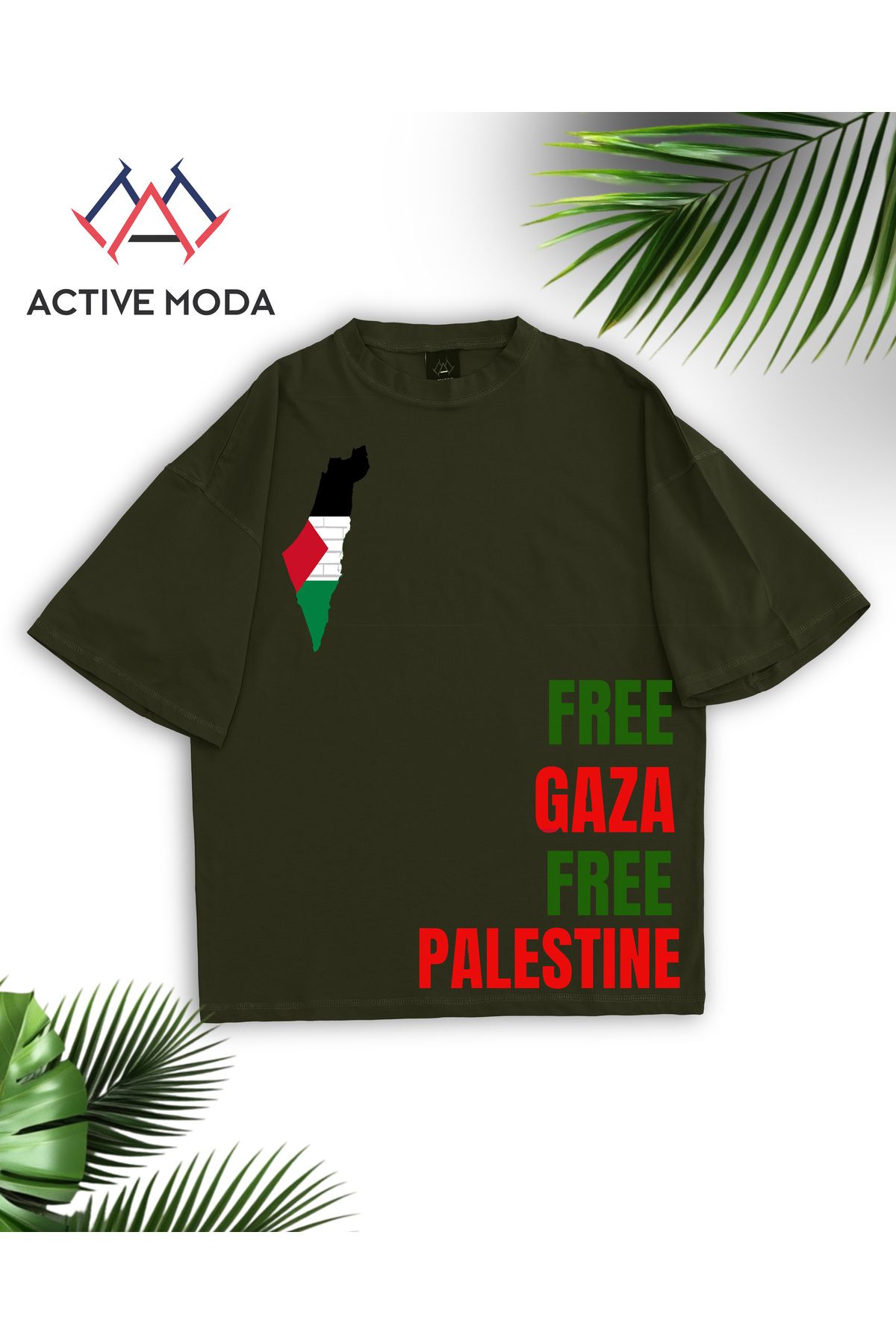 ACTIVE MODA - ERKEK PAMUKLU BASKILI GAZA FİLİSTİN BASKILI TSHIRT
