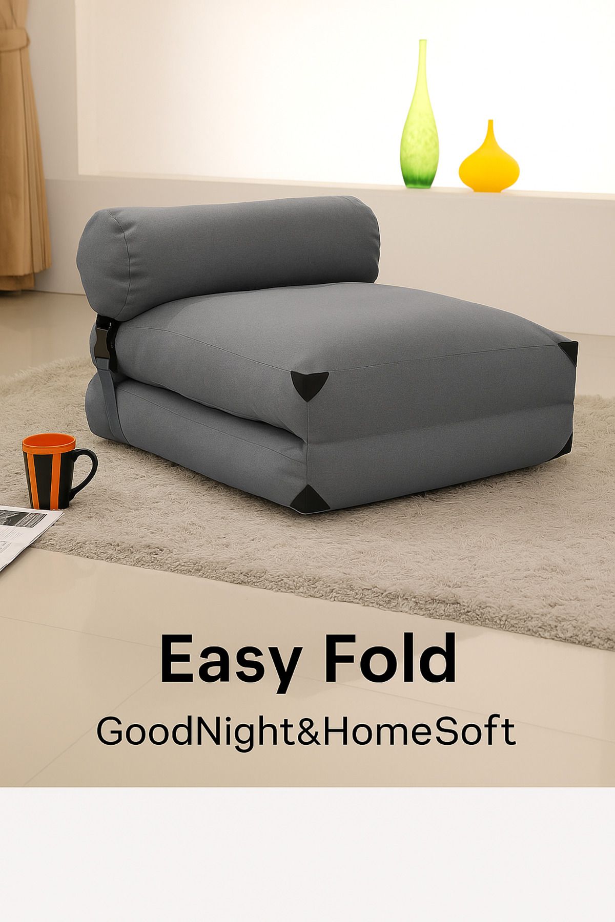 Good Night Home Easy Fold Katlanabilir Koltuk & Yatak – Sırt Destekli, Yıkanabilir Kılıf GoodNight&HomeSoft