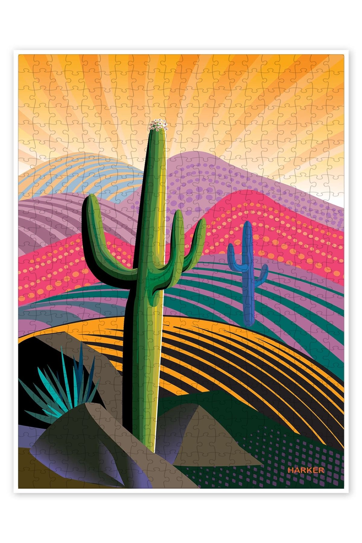 Jeronkarji Yükselen Saguaro 500 Parça Puzzle Yapboz Bohem Soyut Sanat Temalı