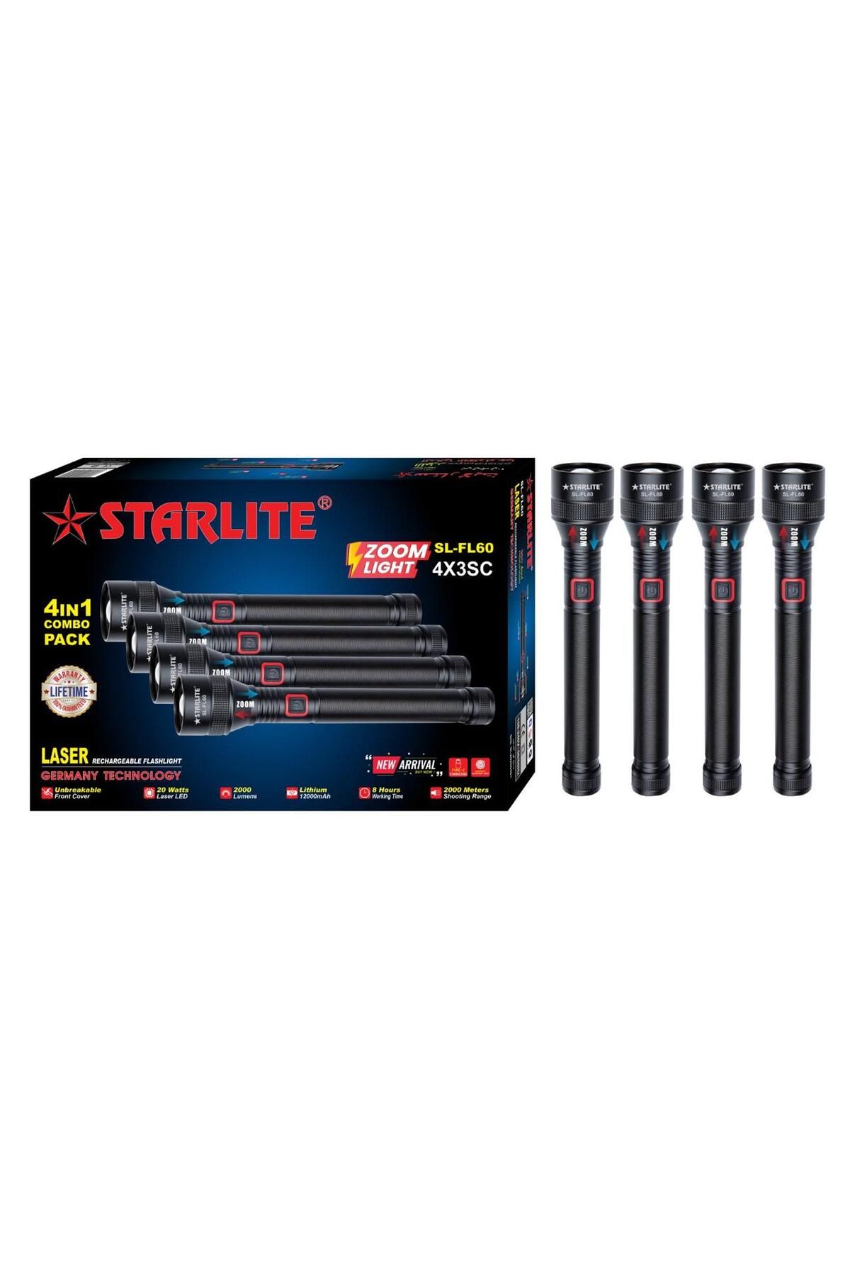 Generic-STARLITE 4-in-1 SL-FL60 Rechargeable LED Flashlight Combo – 30W Zoom Light, 2000 Lumens, 12000mAh 3
