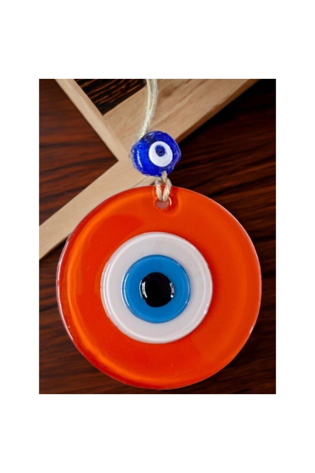 just cheap store Turuncu Nazar Boncuklu Duvar Süsü 10 Cm Cam Duvar Dekoru