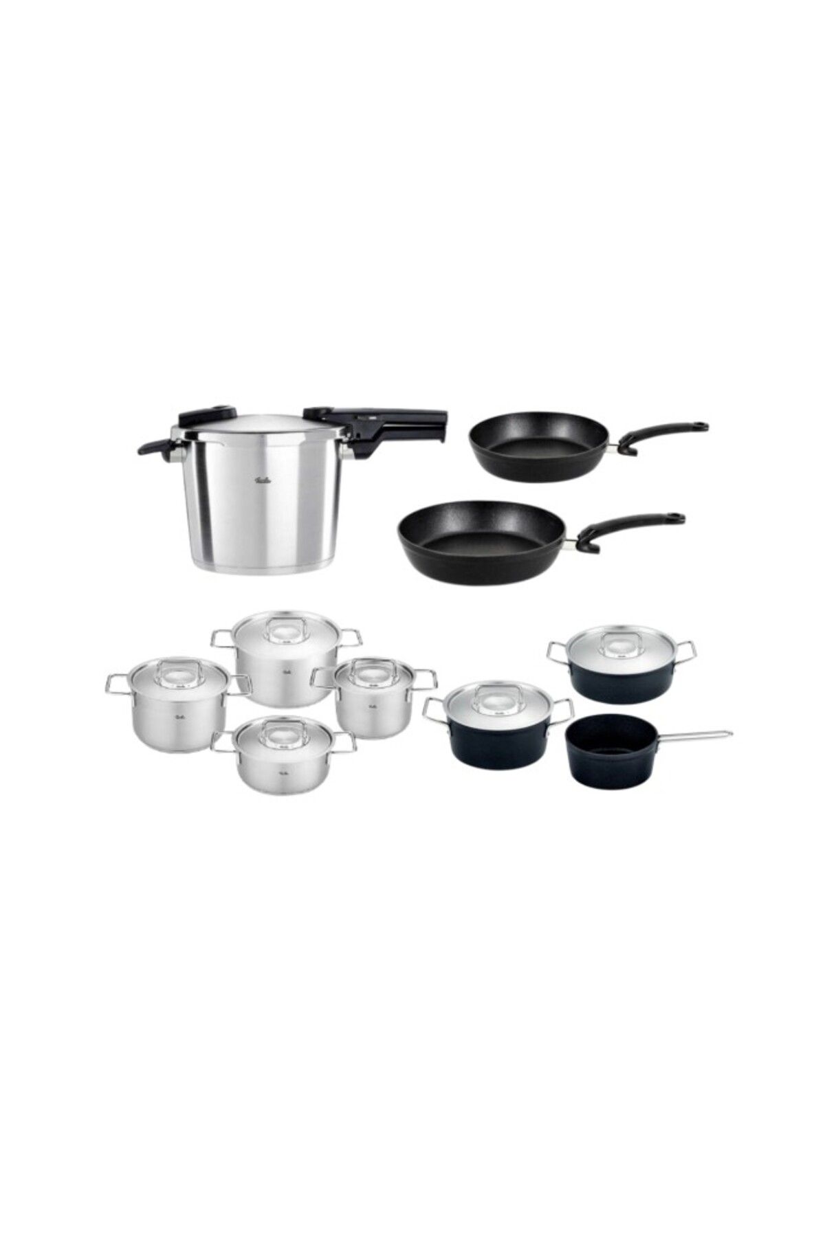 Fissler Vitaquick Premium 6Lt Düdüklü Tencere ve İndiksiyon Tabanlı Metal Kapaklı Tencere Tava Seti