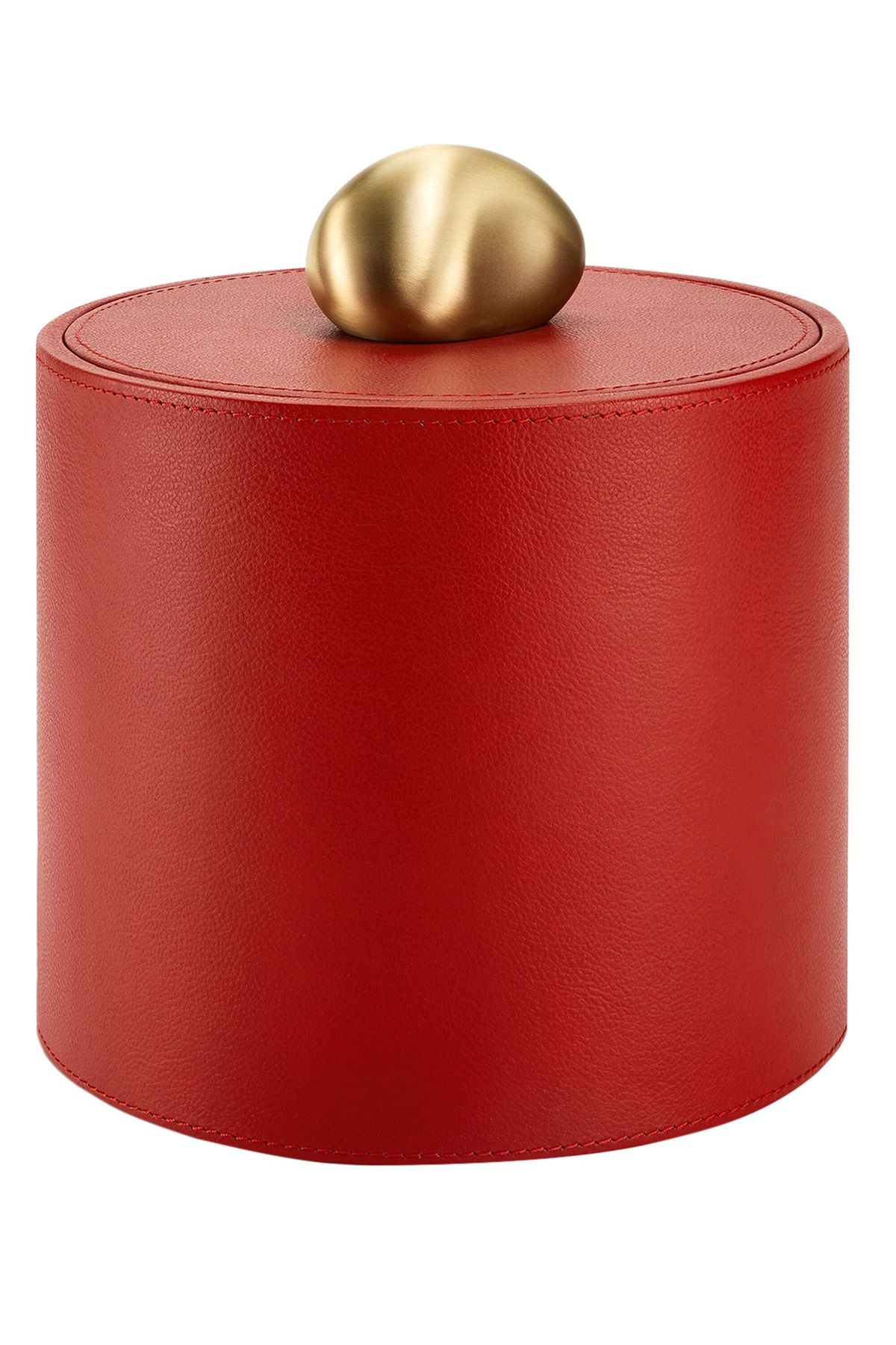Assouline Tall Pebble Trinket Box, Kırmızı Deri Süs Kutusu
