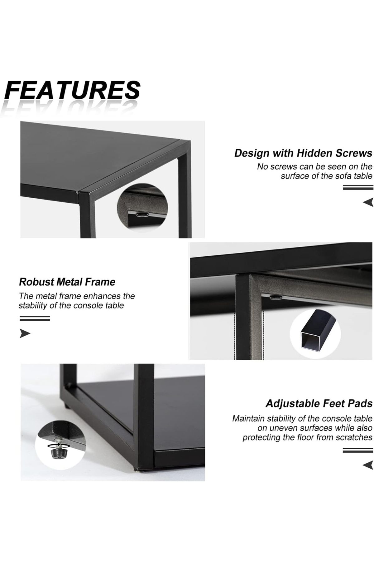 sharpdo-Sharpdo 3-Layer Metal Console Table, Foyer Table 6