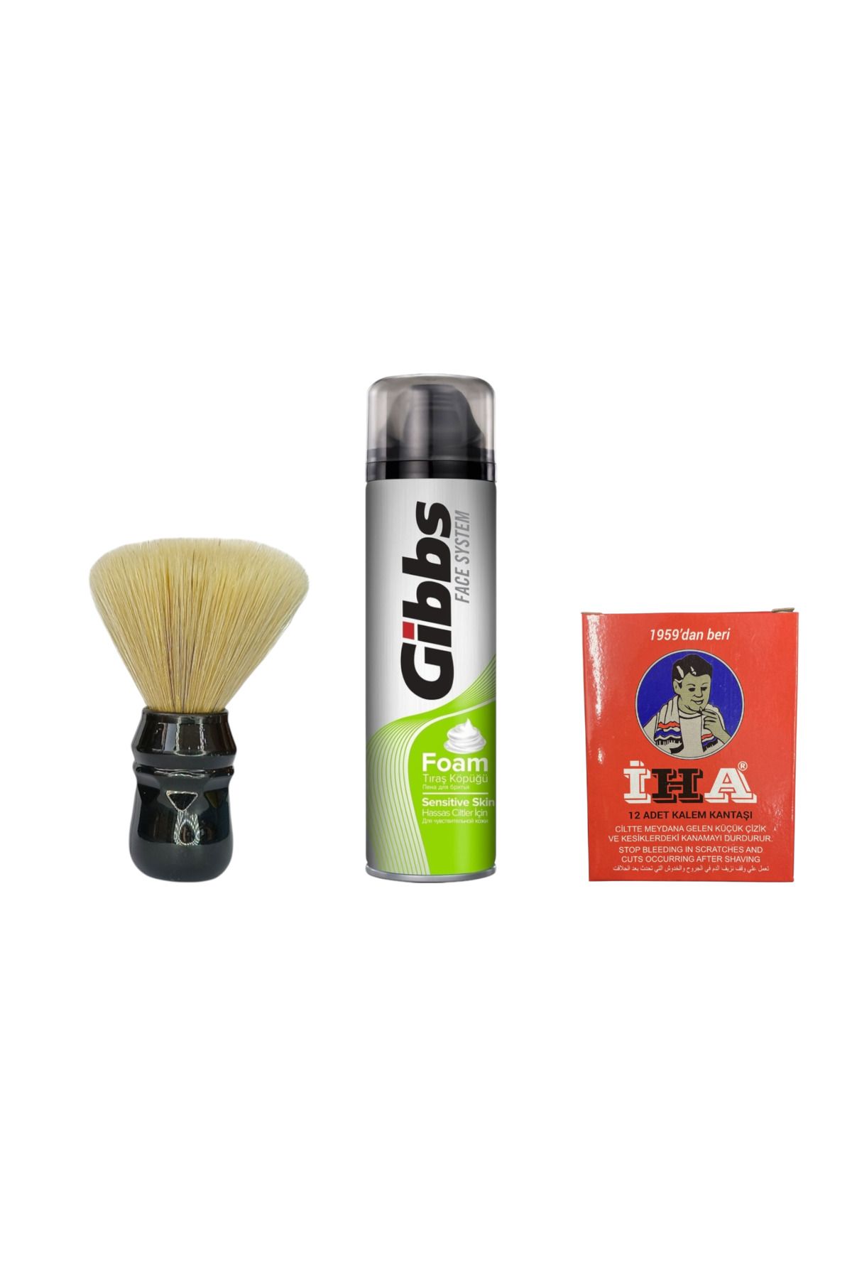 Croc Sentetik Tıraş Fırçası Siyah + Hassas Tıraş Köpüğü + Kalem Kan Taşı