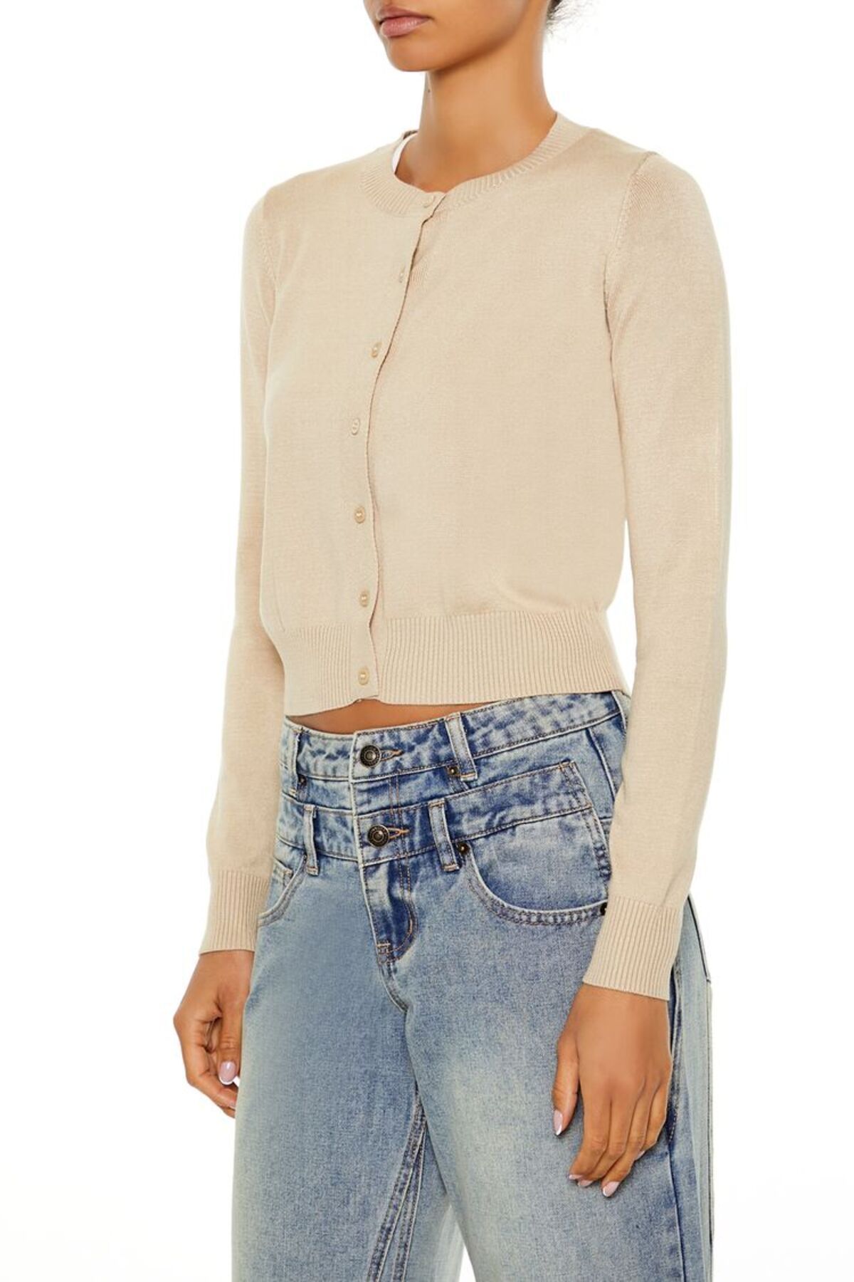 Forever 21 Düğme Detaylı Crop Hırka