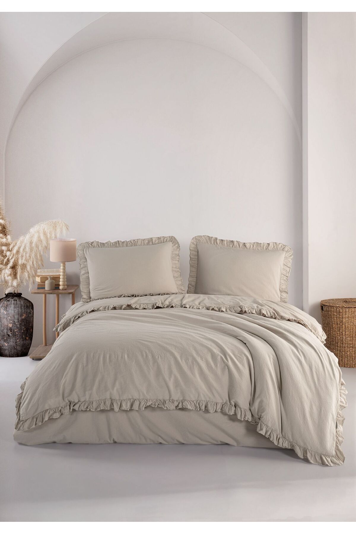 Macas Home Hemera %100 Pamuklu Fırfırlı Vintage Çift Kişilik Nevresim Takımı 200*220