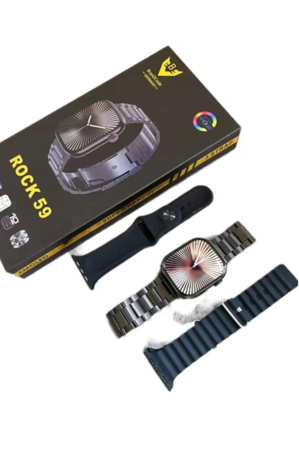 MACON-Brandcode ROCK 59 Smart Watch with Three Straps and Wireless Charging 2