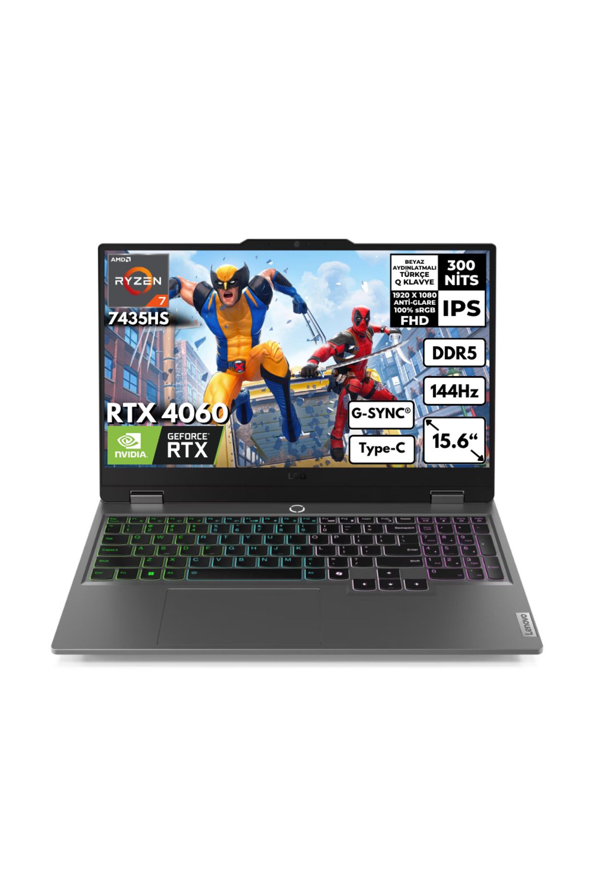 LENOVO LOQ AMD Ryzen 7-7435HS 32GB 1 TBSSD RTX4060 (8GB-105W) 15.6" FHD Win11 Pro 83JC00FKTRHMF17