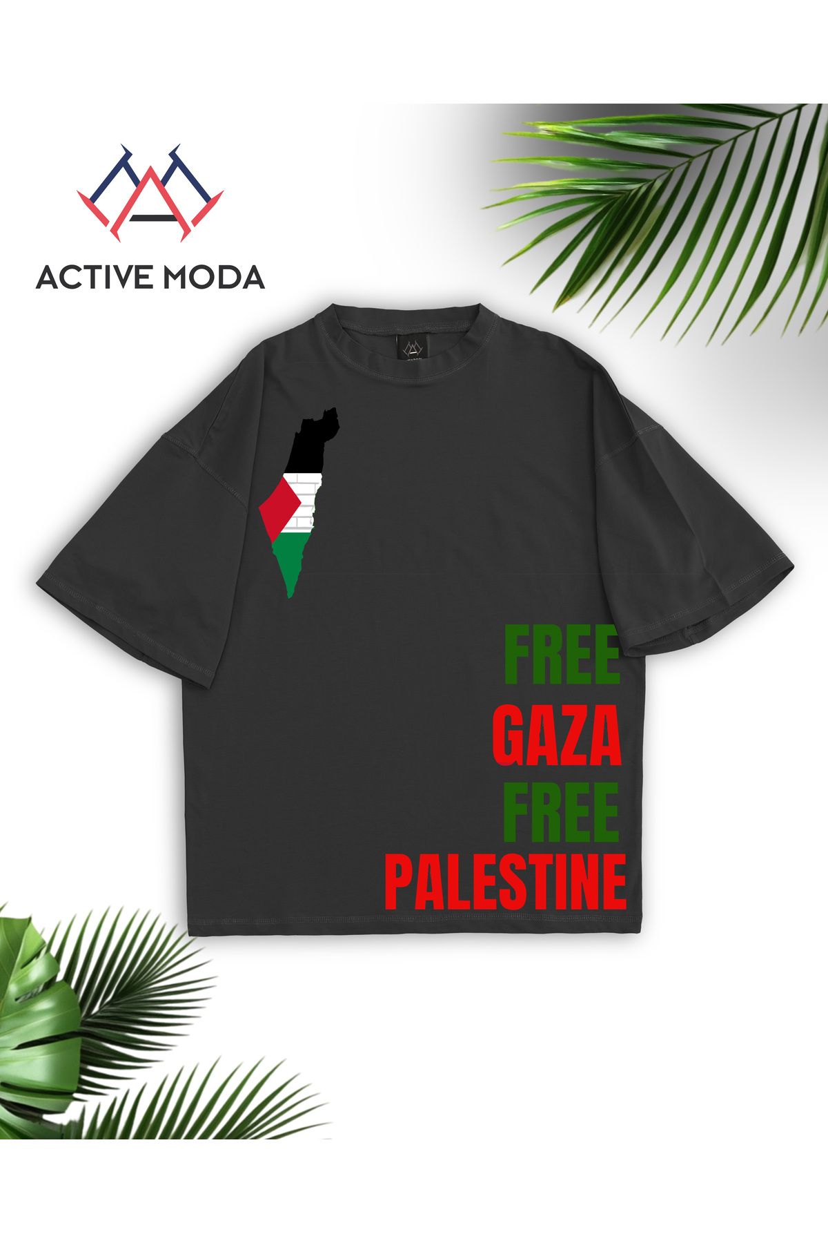 ACTIVE MODA - ERKEK PAMUKLU BASKILI GAZA FİLİSTİN BASKILI TSHIRT