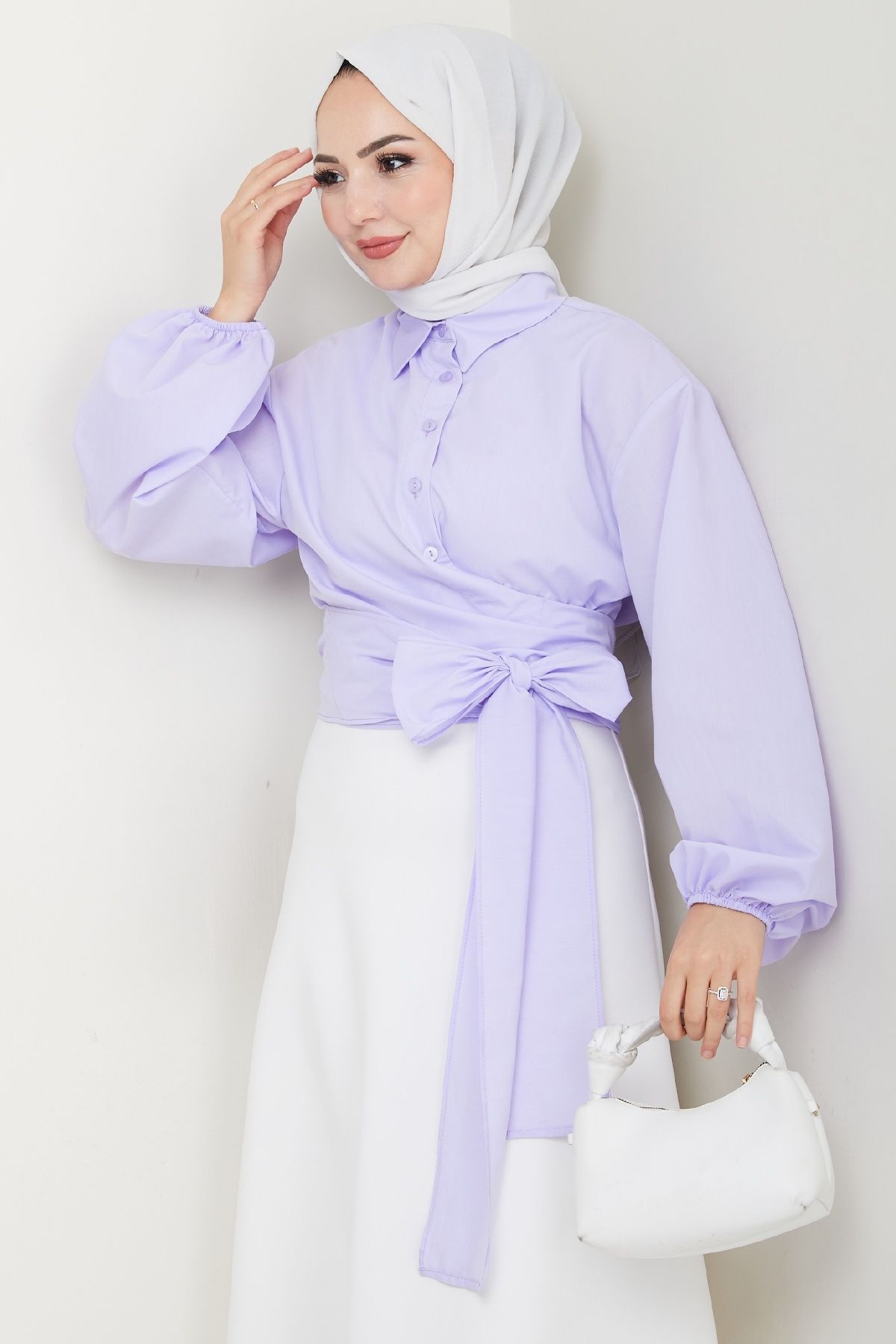 InStyle Poplin Bağlamalı Gömlek Lila