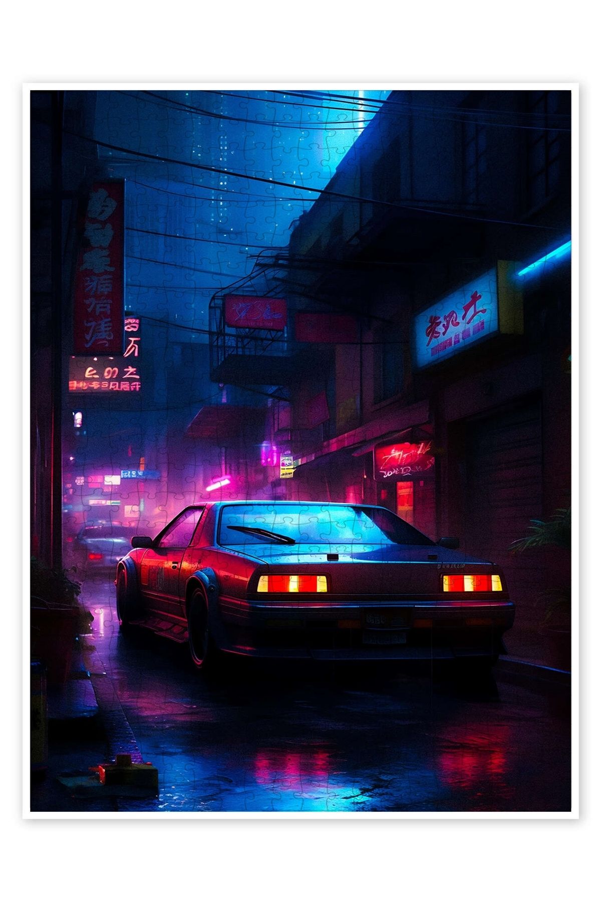 Jeronkarji Cyberpunk Car III 500 Parça Puzzle Yapboz Şehir Manzara Temalı Hobilik
