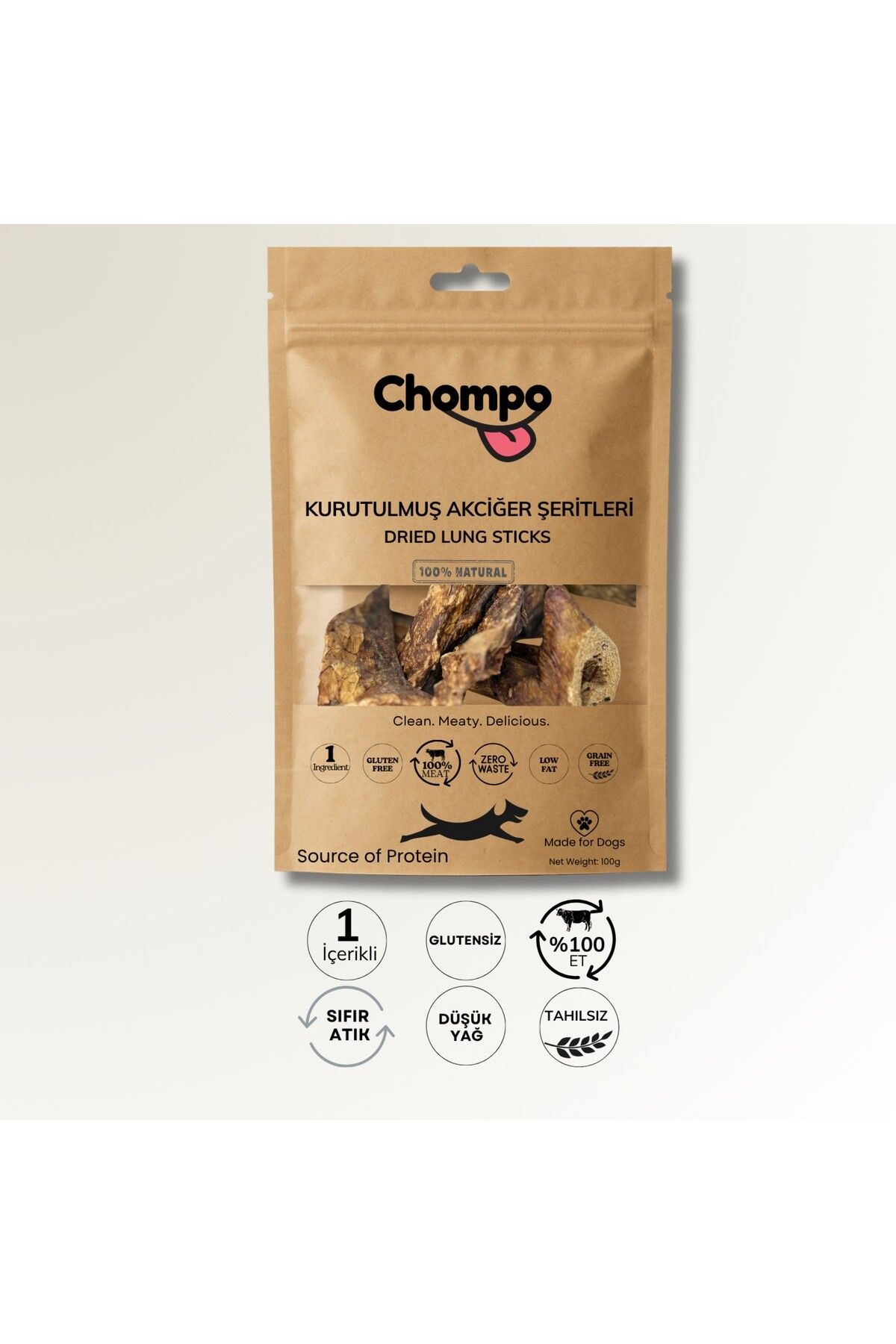 CHOMPO Kurutulmuş Ciğer Şeritleri Köpek Ödülü 100 gr