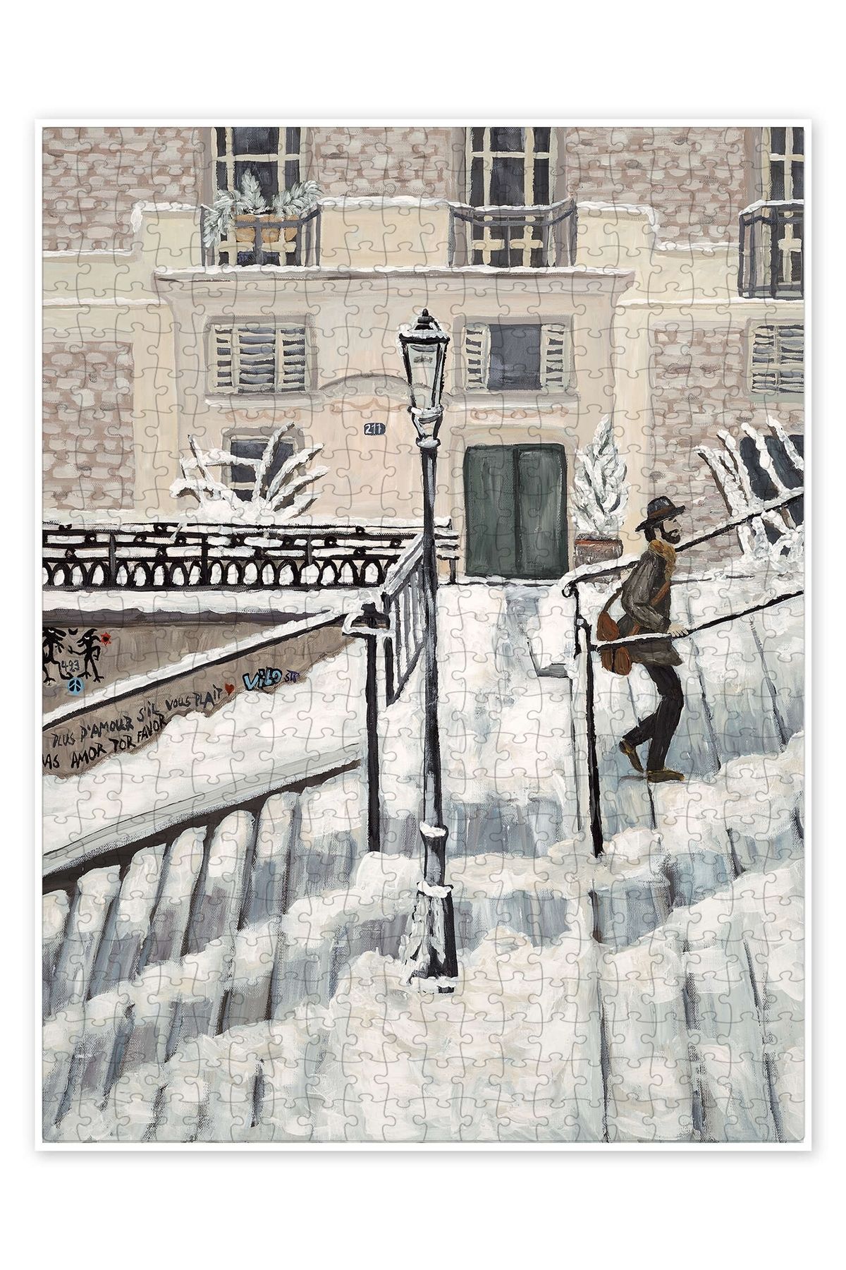 Jeronkarji Montmartre Kar 500 Parça Puzzle Yapboz Şehir Manzara Temalı Hobilik