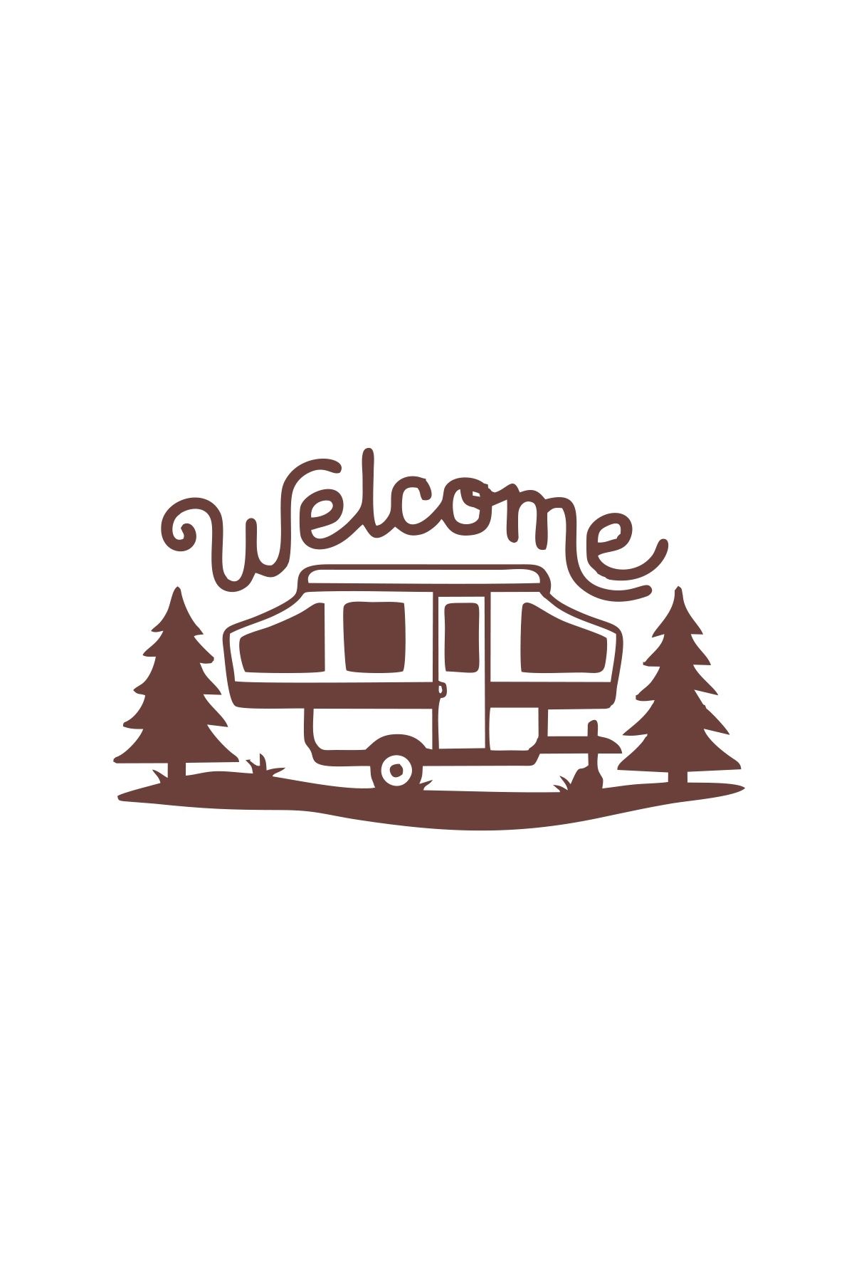 Reysa Tasarım Welcome Karavan Sticker 17x17 Cm Kahverengi