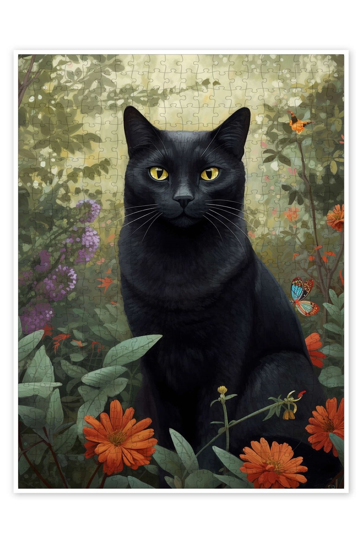 Jeronkarji Kara Kedi 500 Parça Puzzle Yapboz Kedi Köpek Temalı Doğa ve Orman Hayvanları