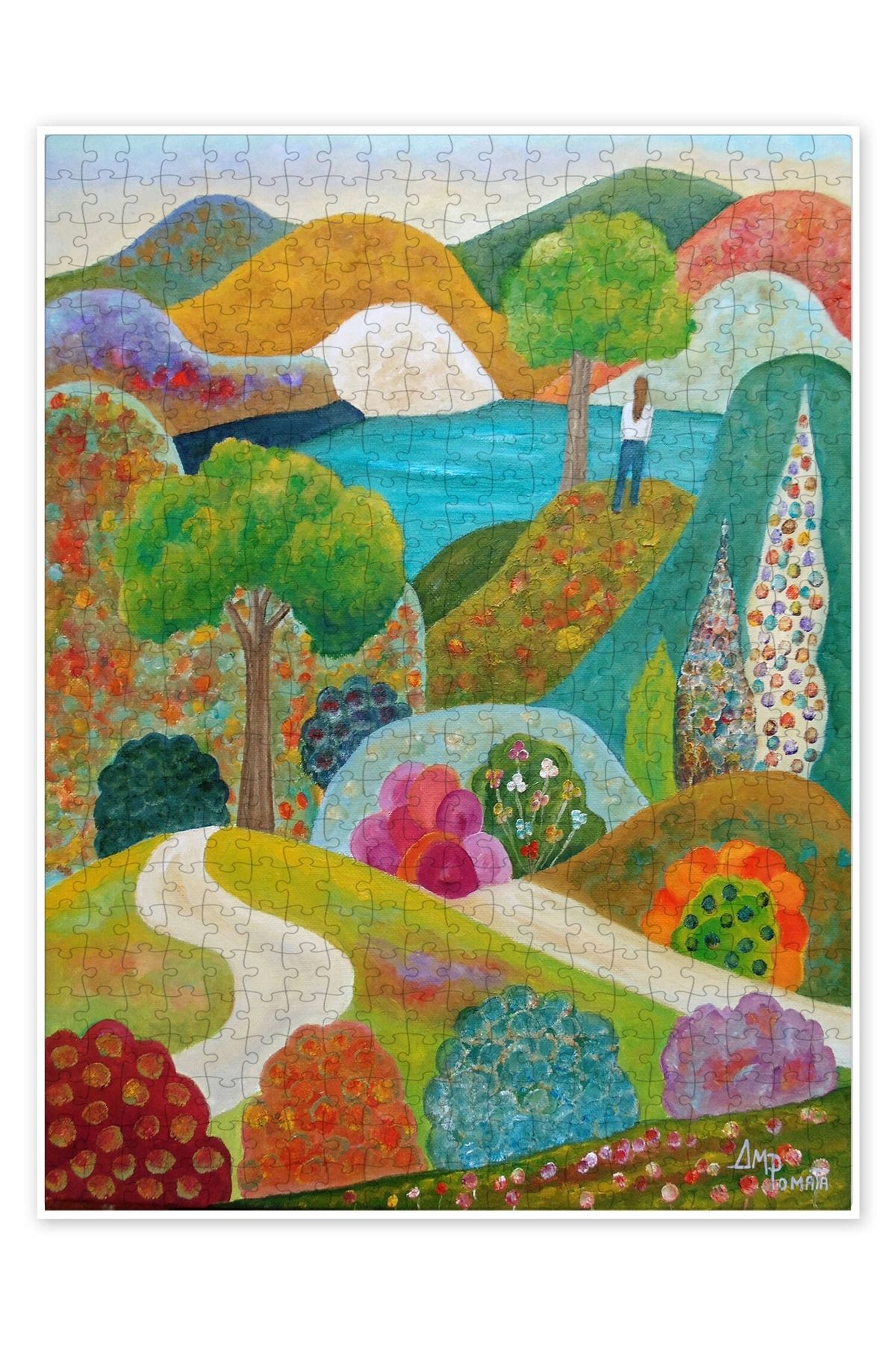 Jeronkarji Back Up On The Hill 500 Parça Puzzle Yapboz Bohem Soyut Sanat Temalı