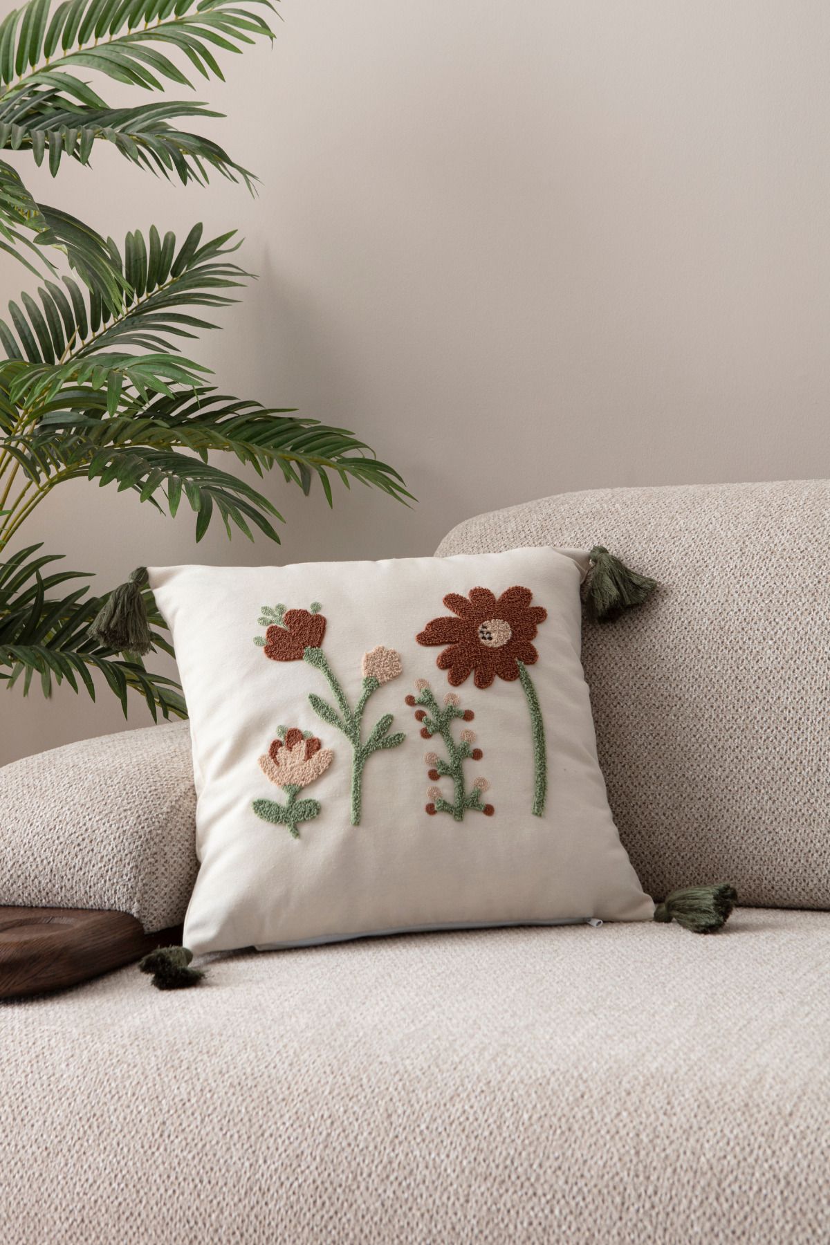 BUGİ HOME COLLECTİON Comfort Punch Desenli Kırlent Kılıfı Kare Dekoratif Bohem Nakışlı Koltuk Yastık Kılıfı panç 45x45