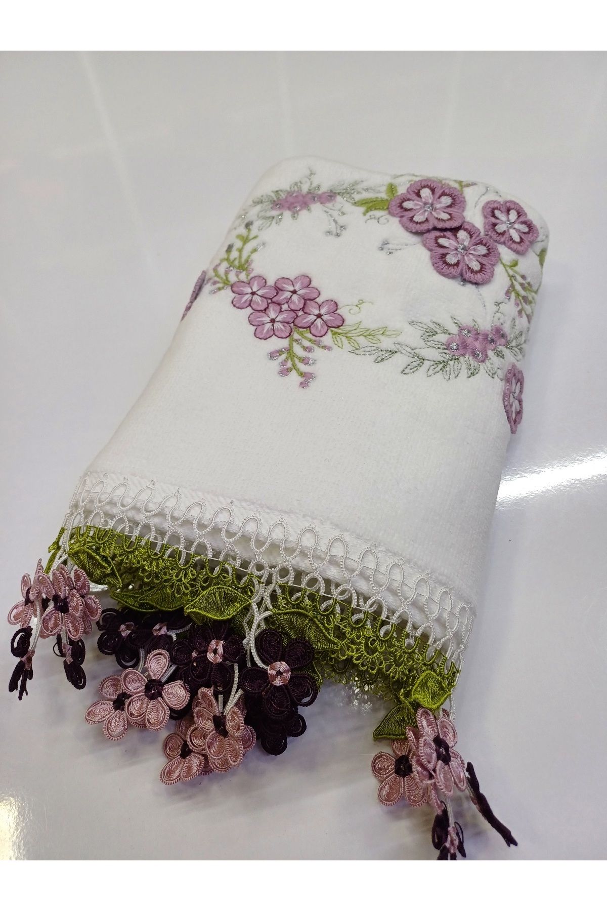 Butik El örgüsü oyalı havlu