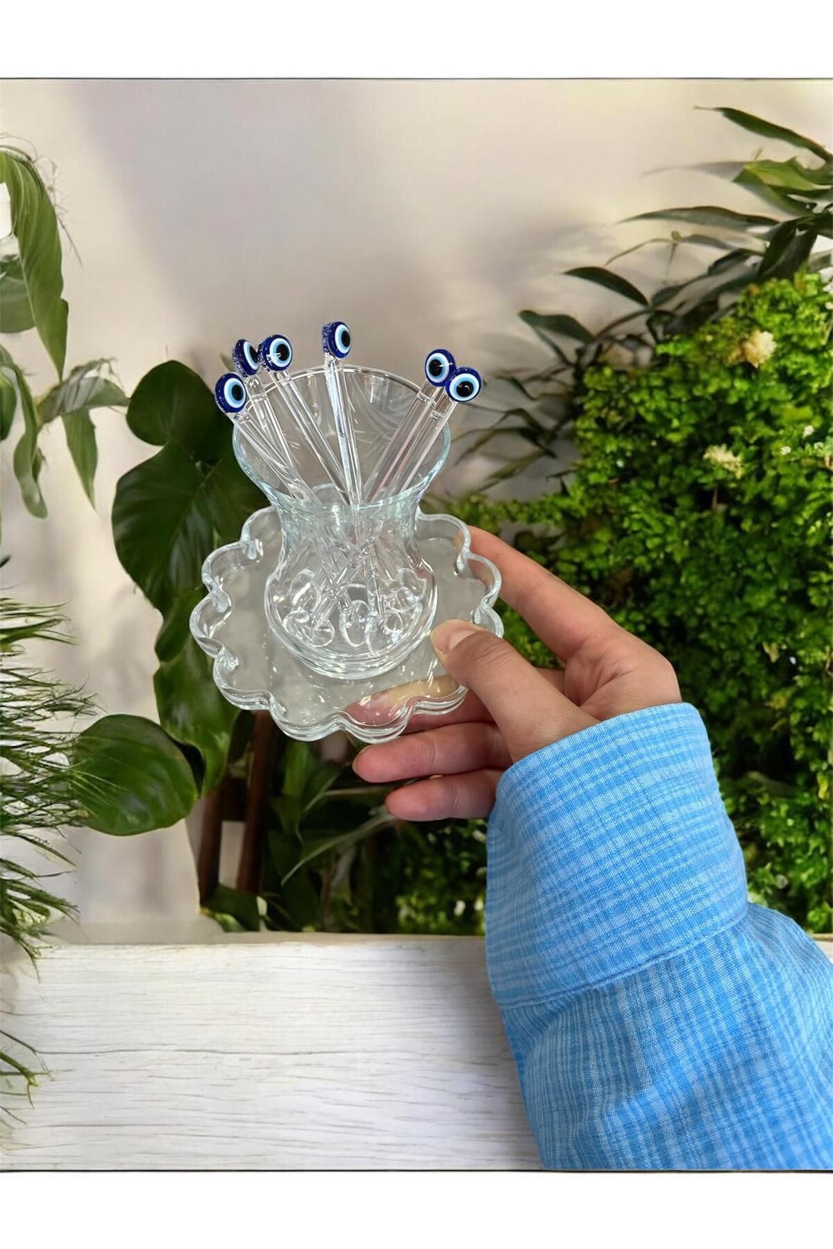 Arsglass NAZARBONCUKLU CAM ÇAY KAŞIĞI 6LI SET
