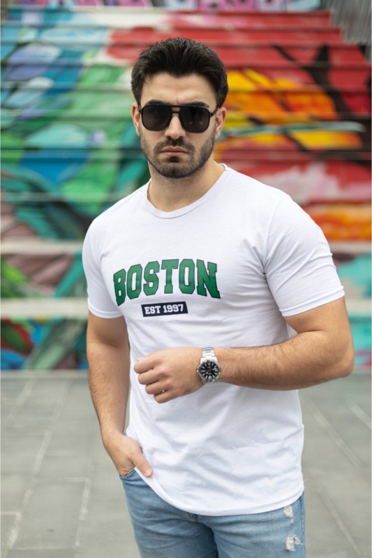 DEAG Erkek Boston Baskılı Süprem T-shirt