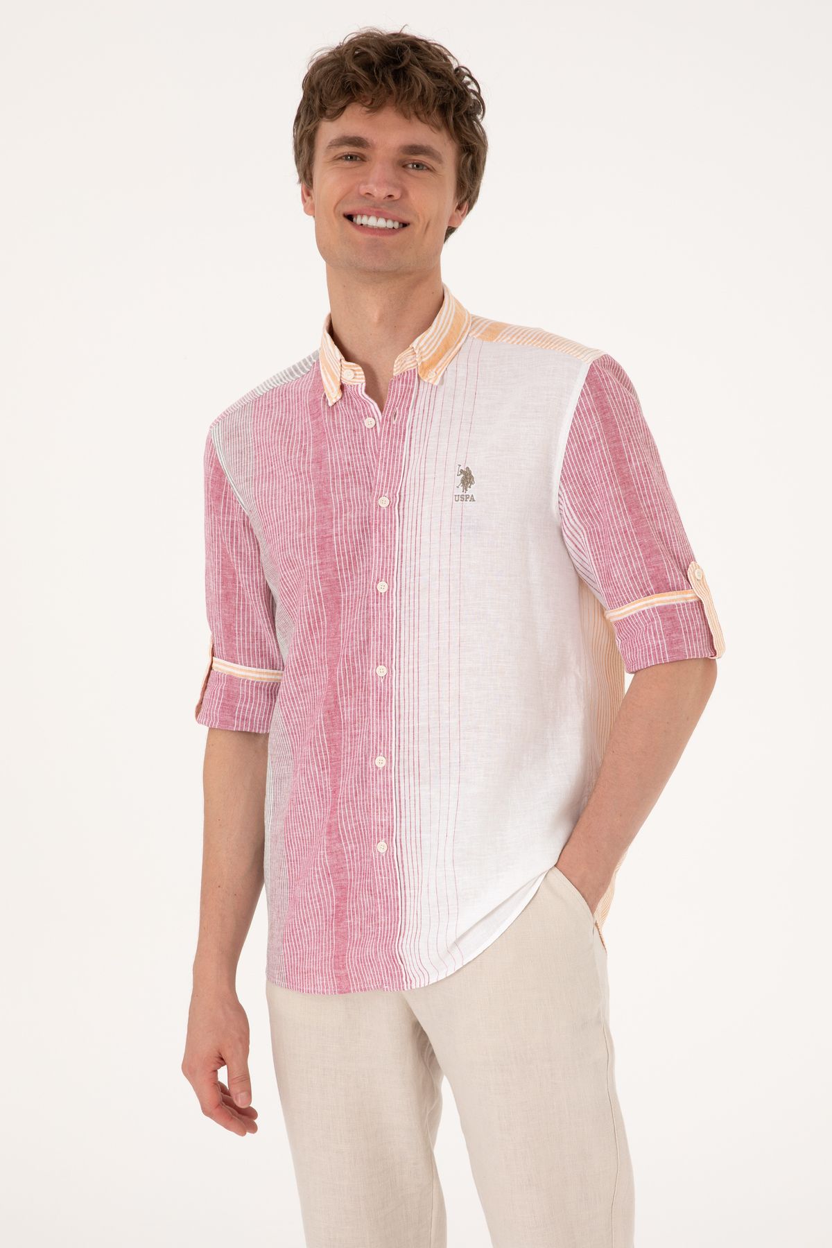 U.S. Polo Assn. Erkek Koyu Haki Uzun Kollu Gömlek 50305465-VR111