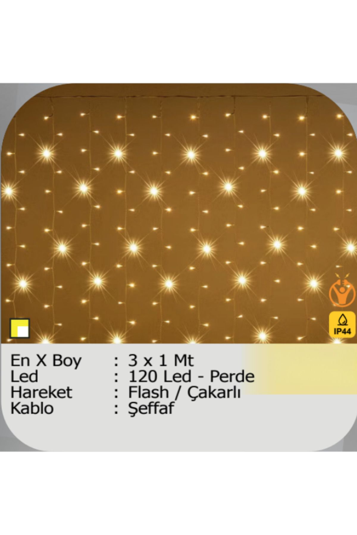 ELKHOUSE ElektrikHouse LED Peri Işığı 120 LED PERDE 3X1 FLASH ÇAKARLI