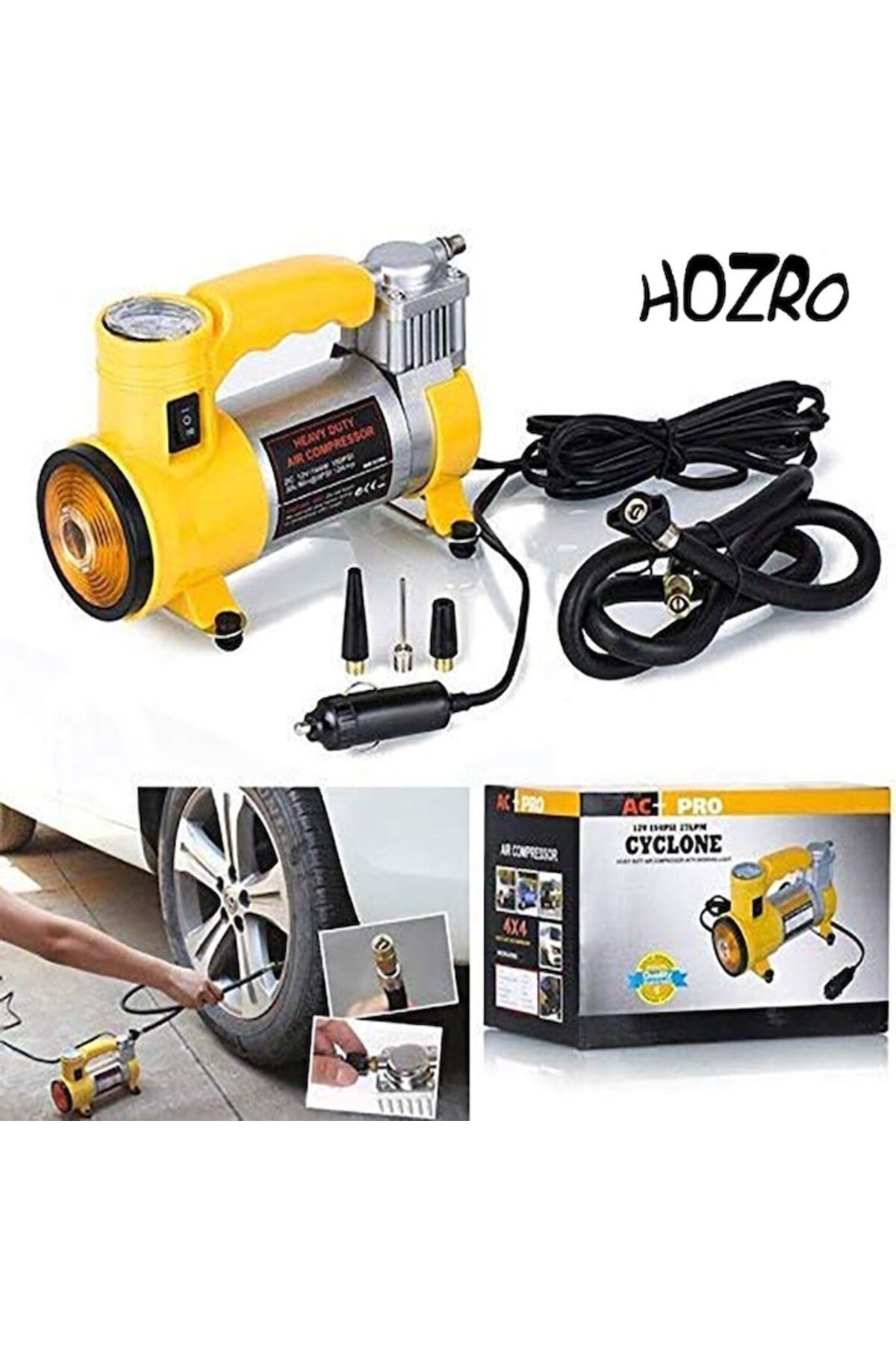 HOZRO-HOZRO Car Compressor, for small and large cars, with multiple inflation accessories 12 V, 35 L/Min, 15 3
