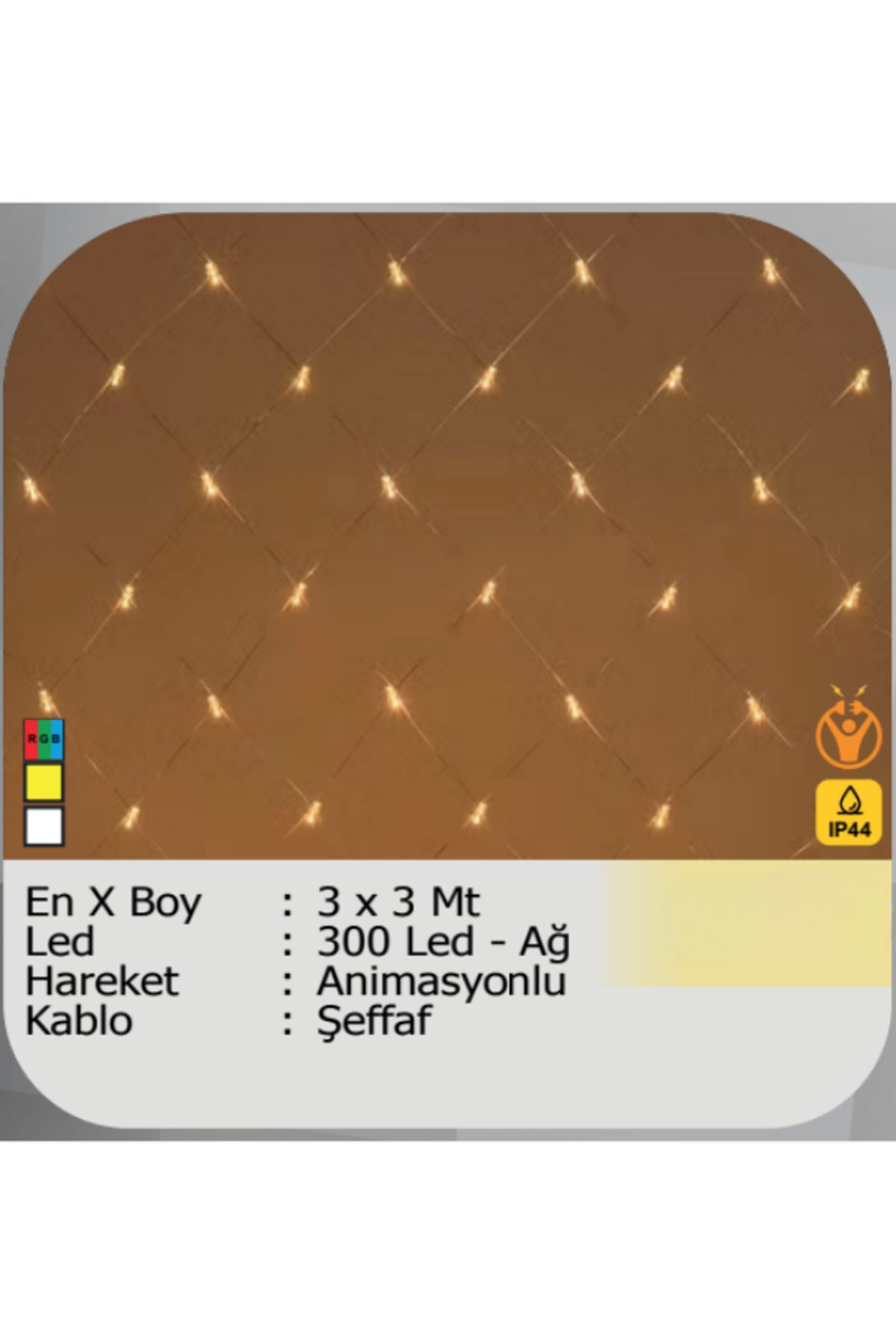 ELKHOUSE ElektrikHouse LED Peri Işığı 300 LED AĞ 3X3 METRE ANİMASYONLU