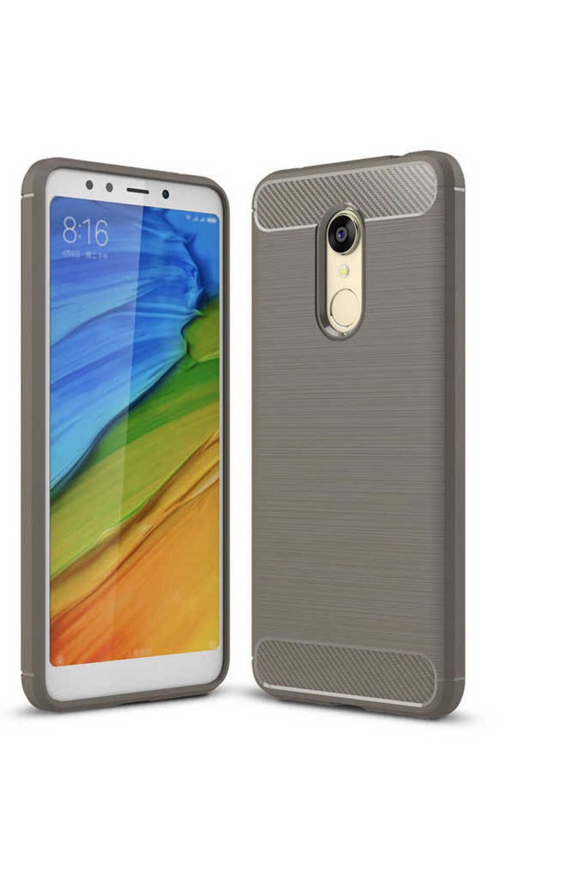 Ehr. Xiaomi Redmi 5 ile Uyumlu Kamera Korumalı Darbe Önleyici Carbon Brushed Silikon Kılıf